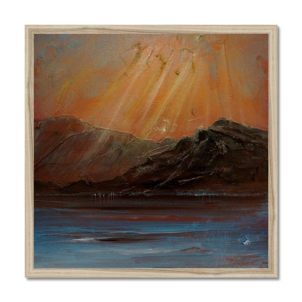 Torridon ii Painting | Framed Prints From Scotland-Framed Prints-Scottish Lochs & Mountains Art Gallery-20"x20"-Natural Frame-Paintings, Prints, Homeware, Art Gifts From Scotland By Scottish Artist Kevin Hunter