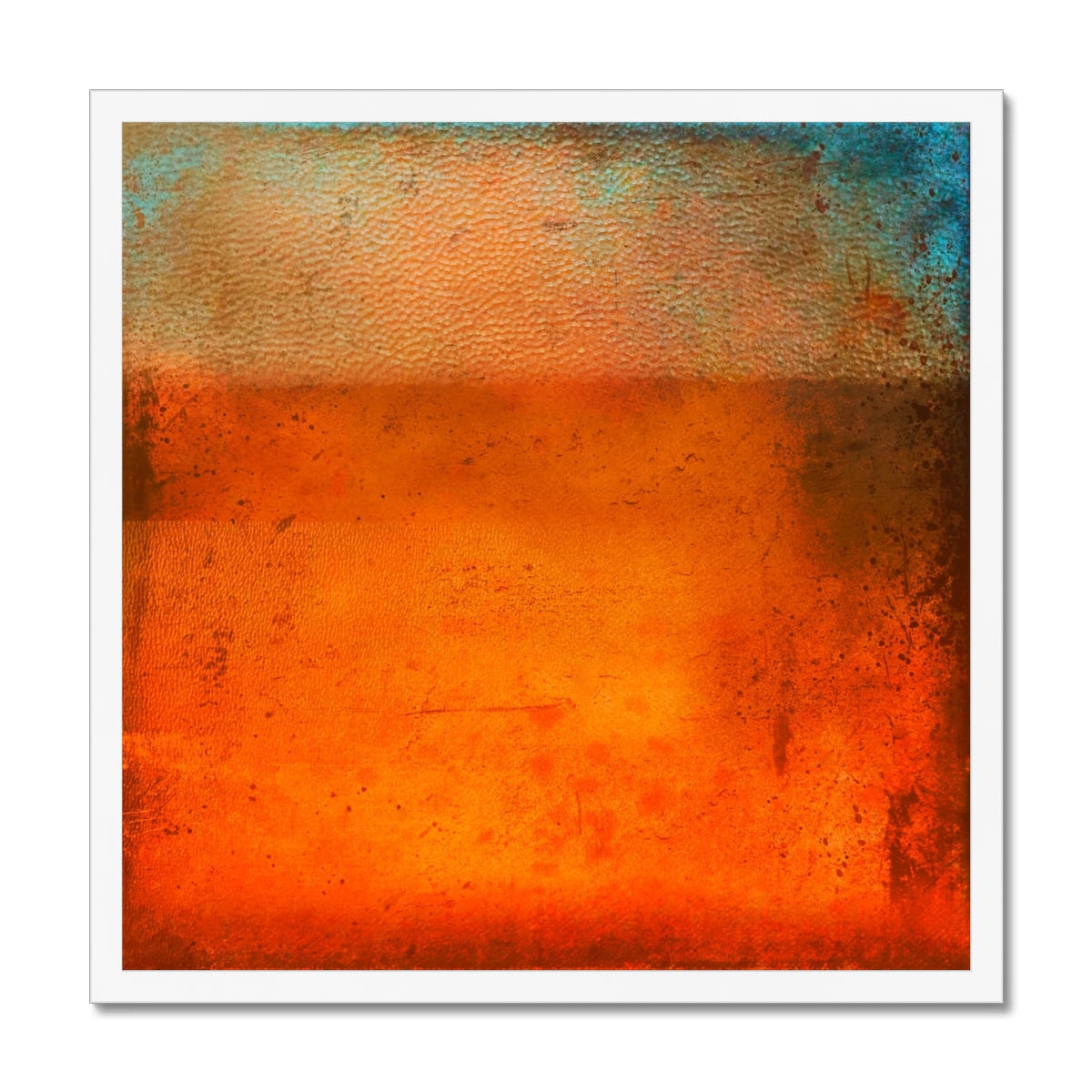Sunset Horizon Abstract Painting | Framed Prints From Scotland-Framed Prints-Abstract & Impressionistic Art Gallery-20"x20"-White Frame-Paintings, Prints, Homeware, Art Gifts From Scotland By Scottish Artist Kevin Hunter