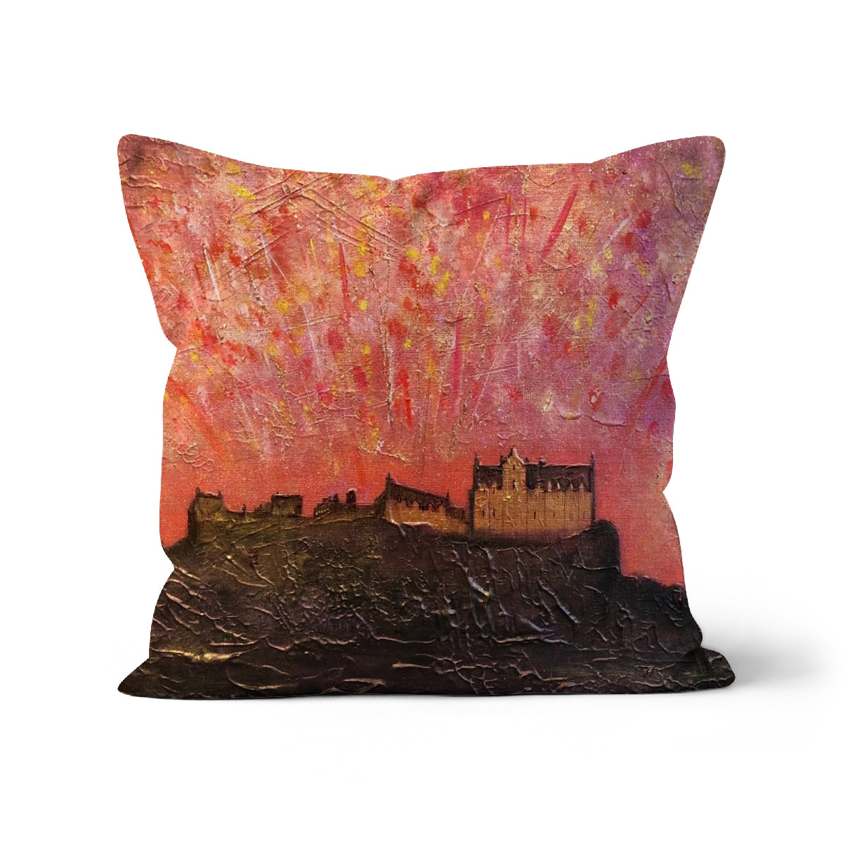Edinburgh Castle Fireworks Cushion | Scottish Art Gifts