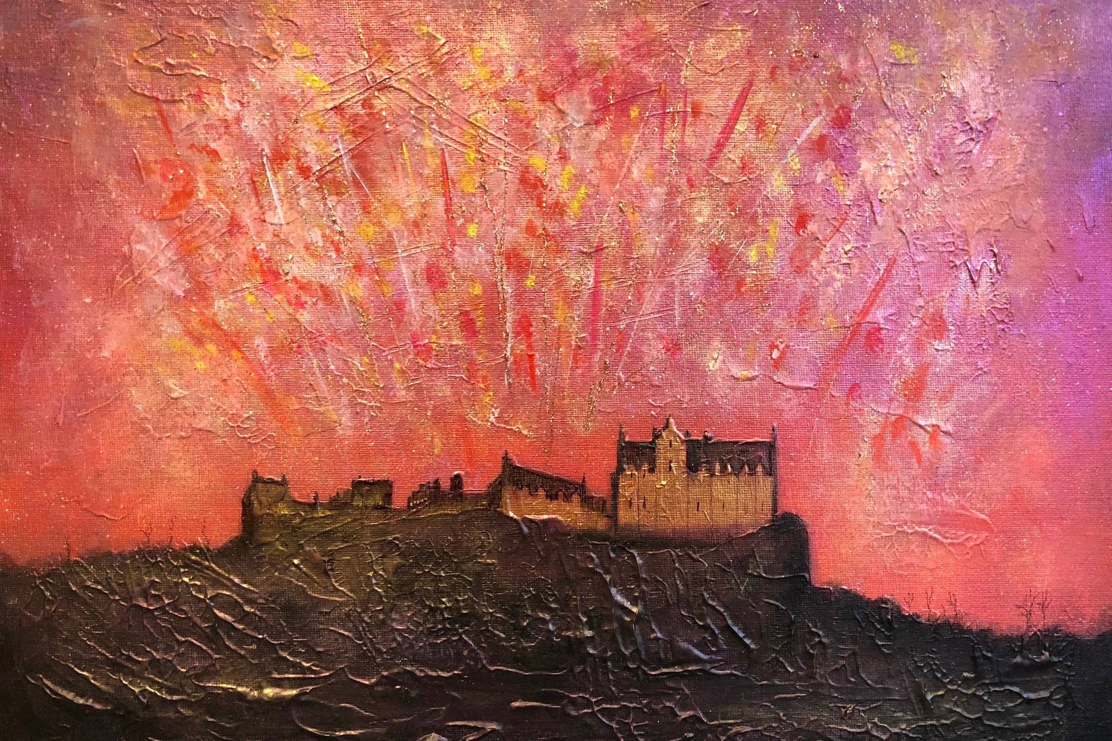 Edinburgh Castle Fireworks Statement Interior Wall Art Canvas