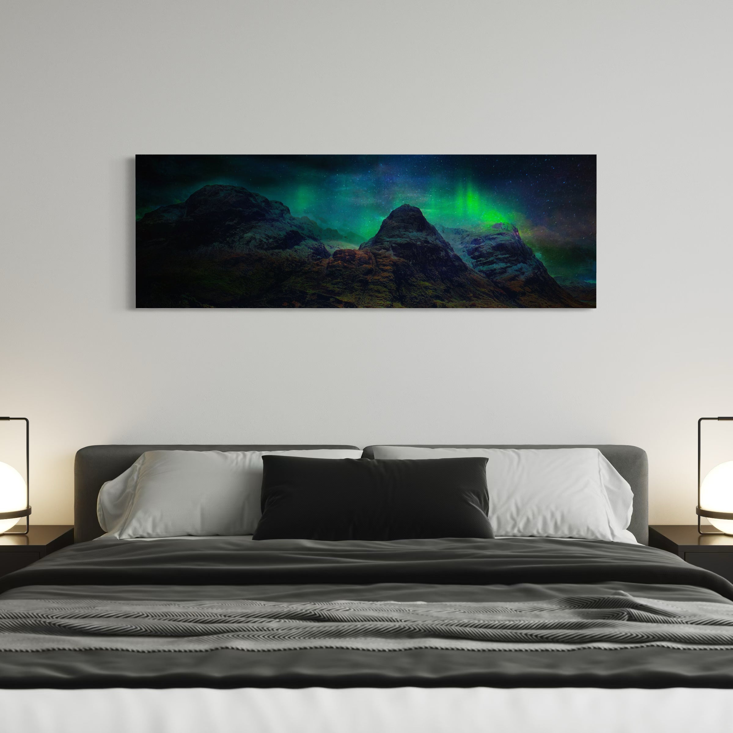 Glencoe Northern Lights | Panoramic Painting & Art Prints-Glencoe