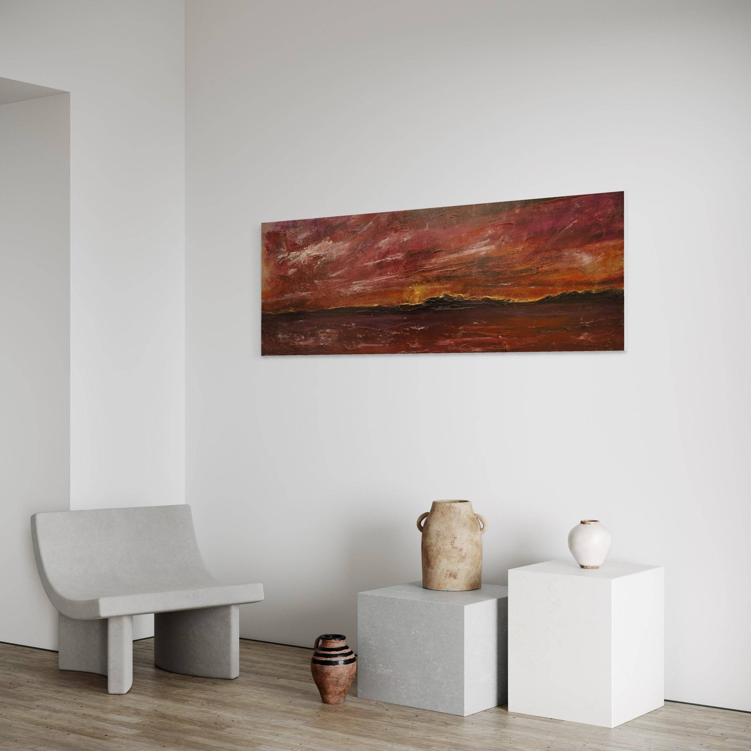 Arran Winter Sunset Panoramic Statement Interior Wall Art Canvas