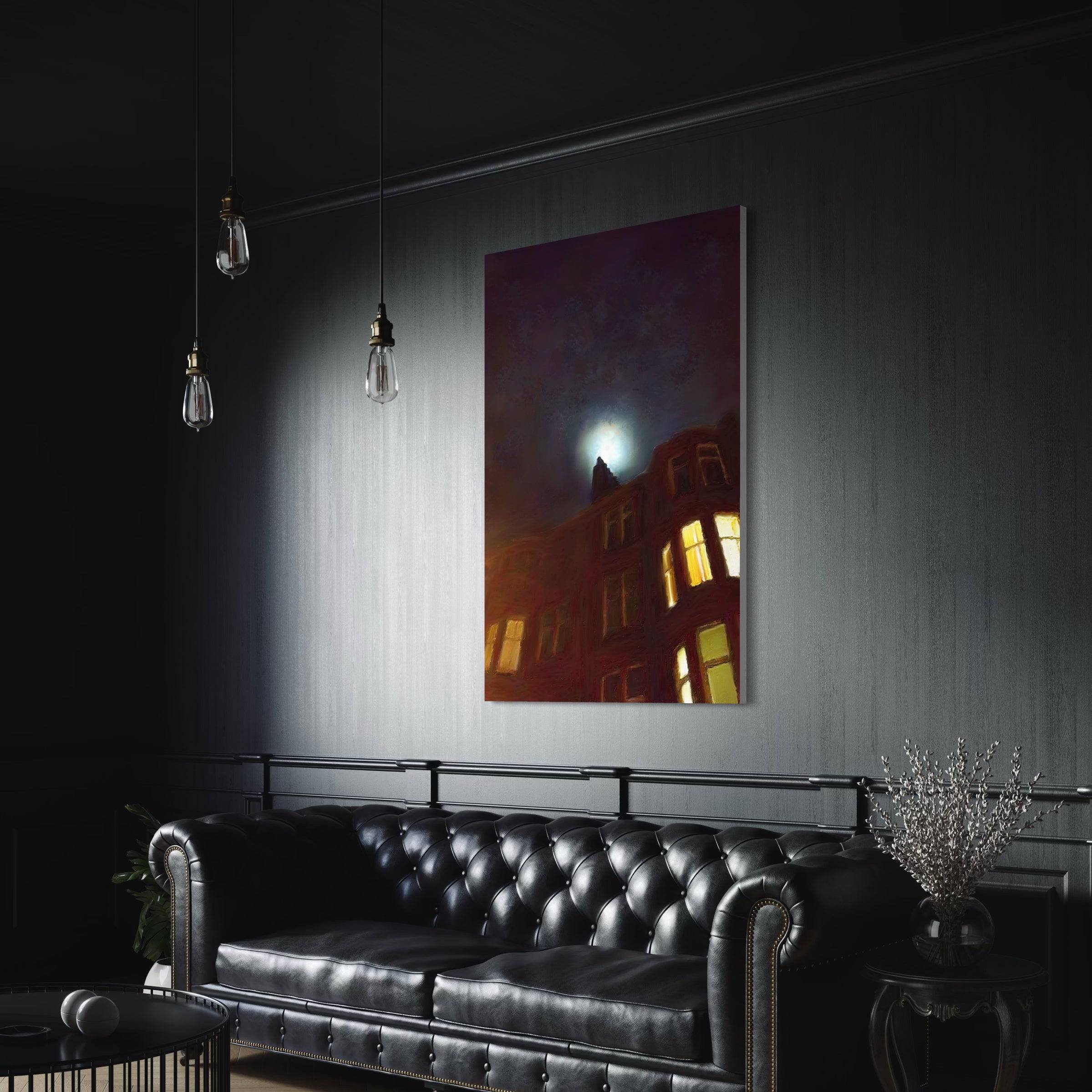 A Moonlit Tenement Statement Interior Wall Art Canvas