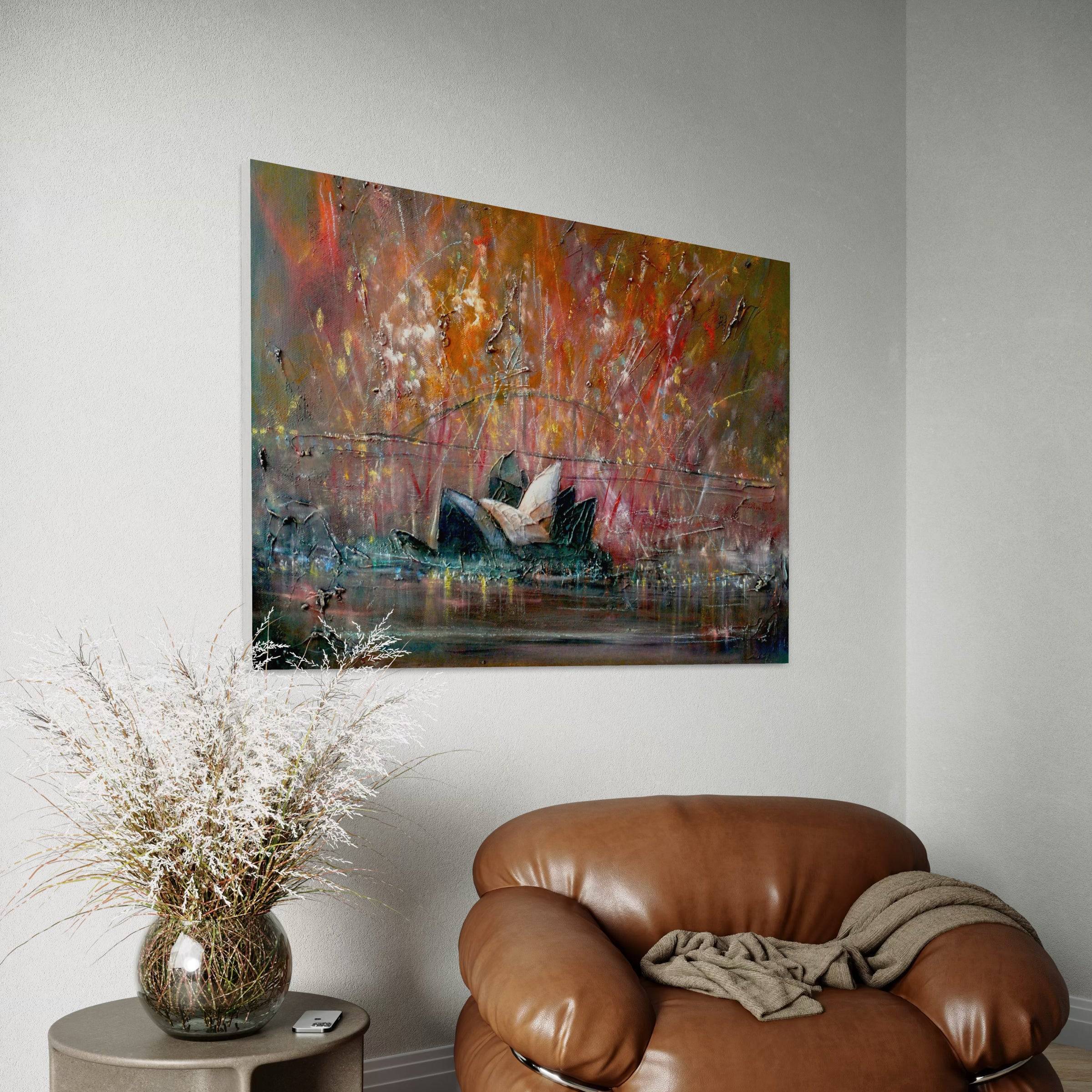 Sydney Harbour Fireworks Statement Interior Wall Art Canvas.
