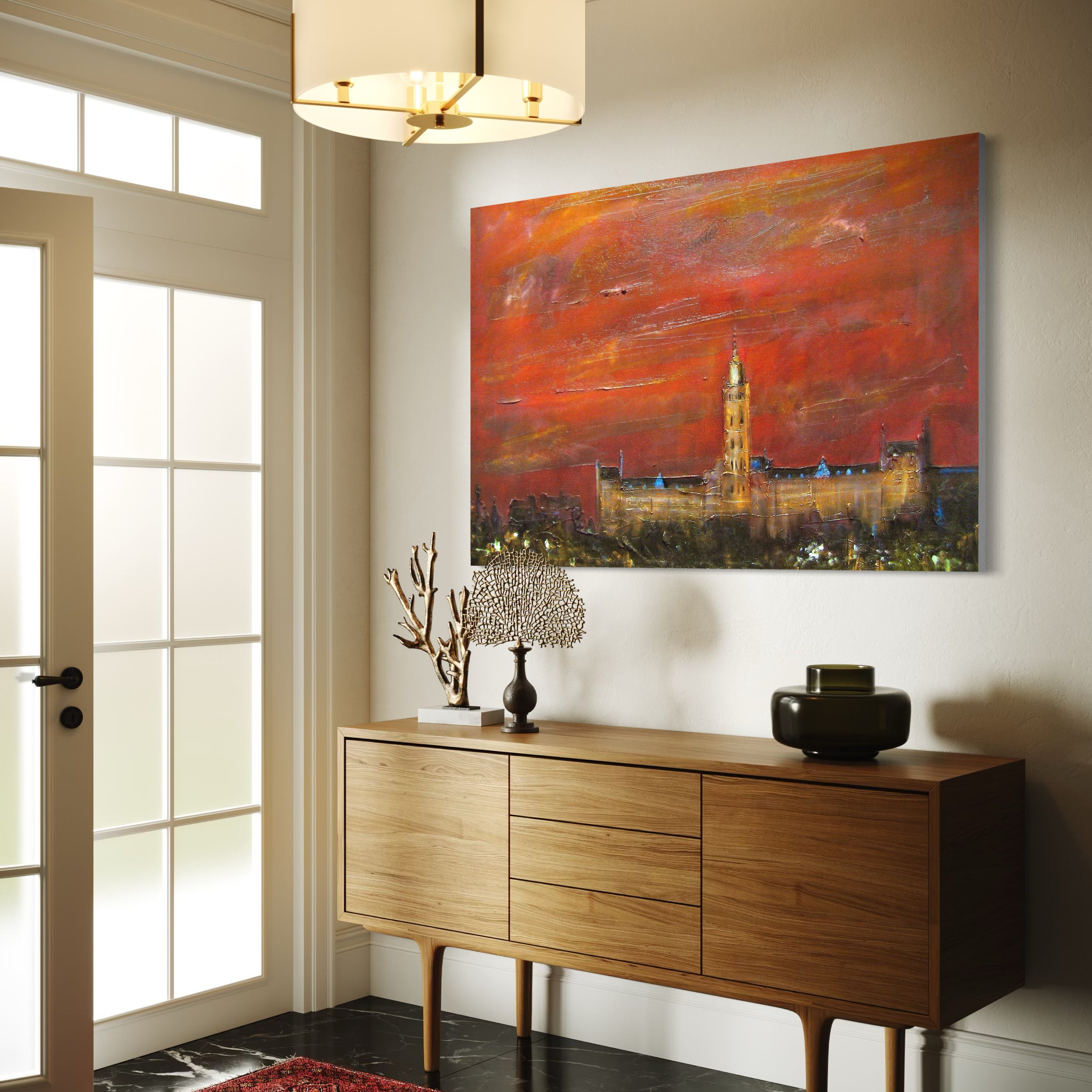 Glasgow University Dusk Statement Interior Wall Art Canvas