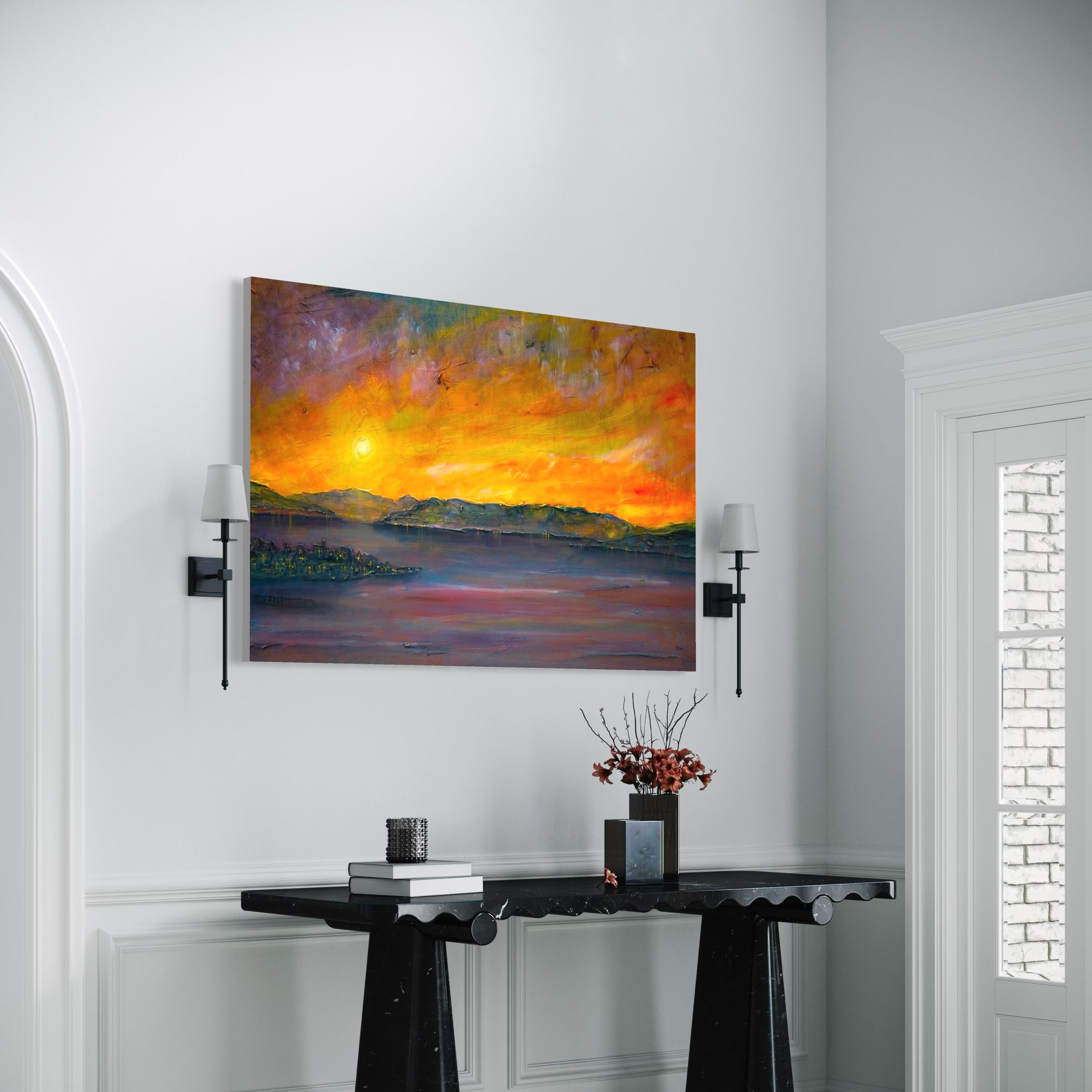 Sunset Over Gourock Statement Interior Wall Art Canvas
