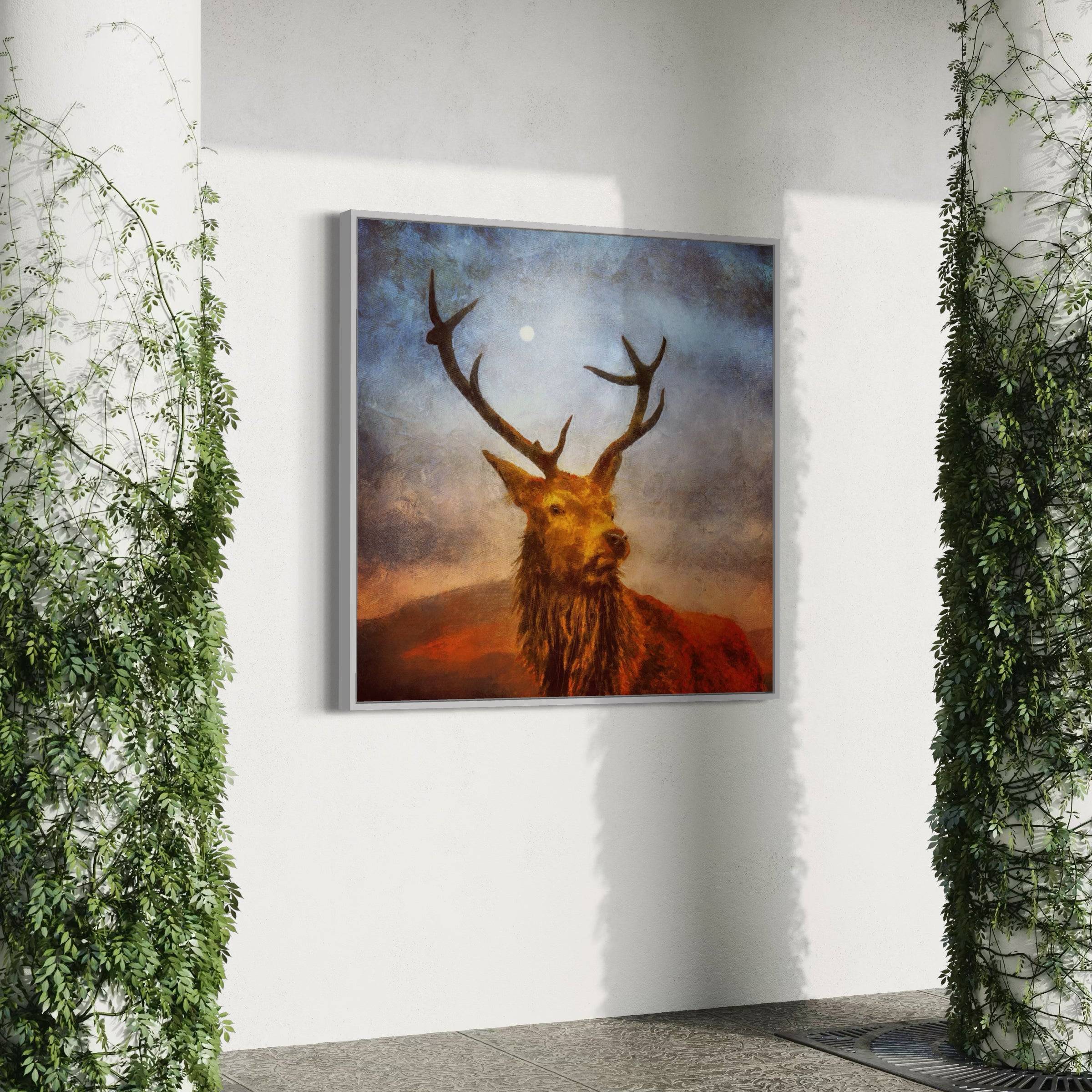 The Moonlit Stag Statement Interior Wall Art Canvas