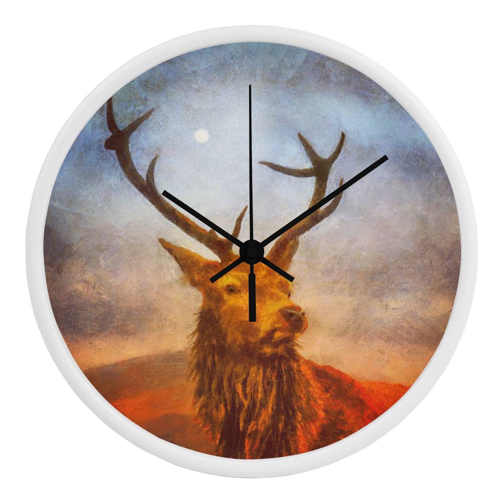 A Moonlight Highland Stag | Wall Art Clock | Scotland