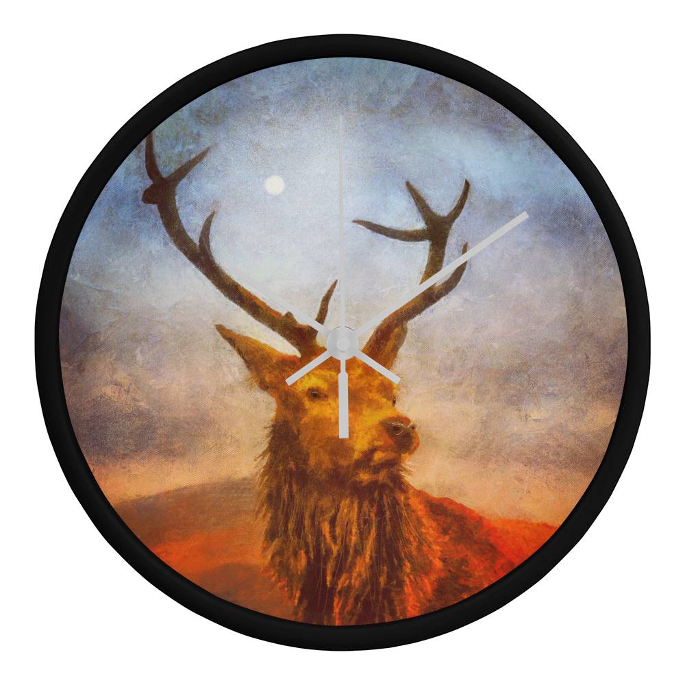 A Moonlight Highland Stag | Wall Art Clock | Scotland