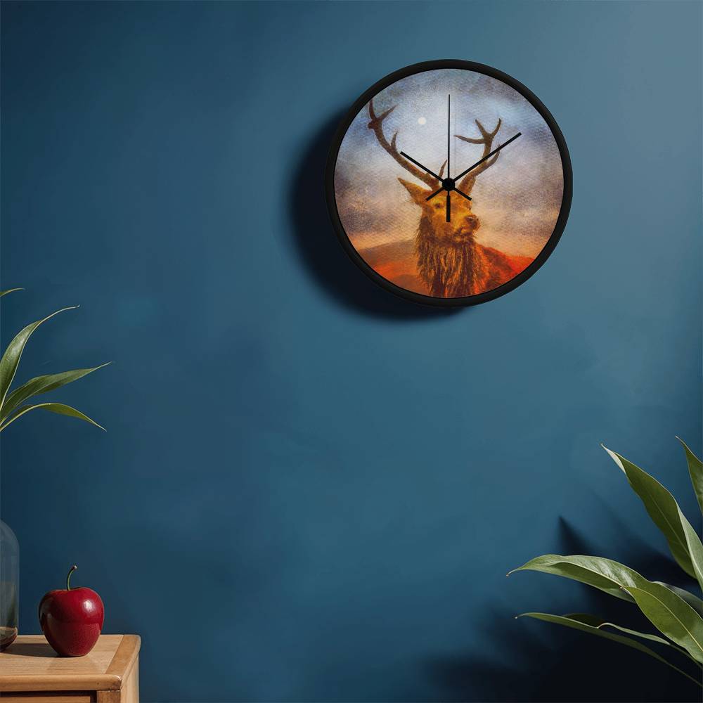 A Moonlight Highland Stag | Wall Art Clock | Scotland