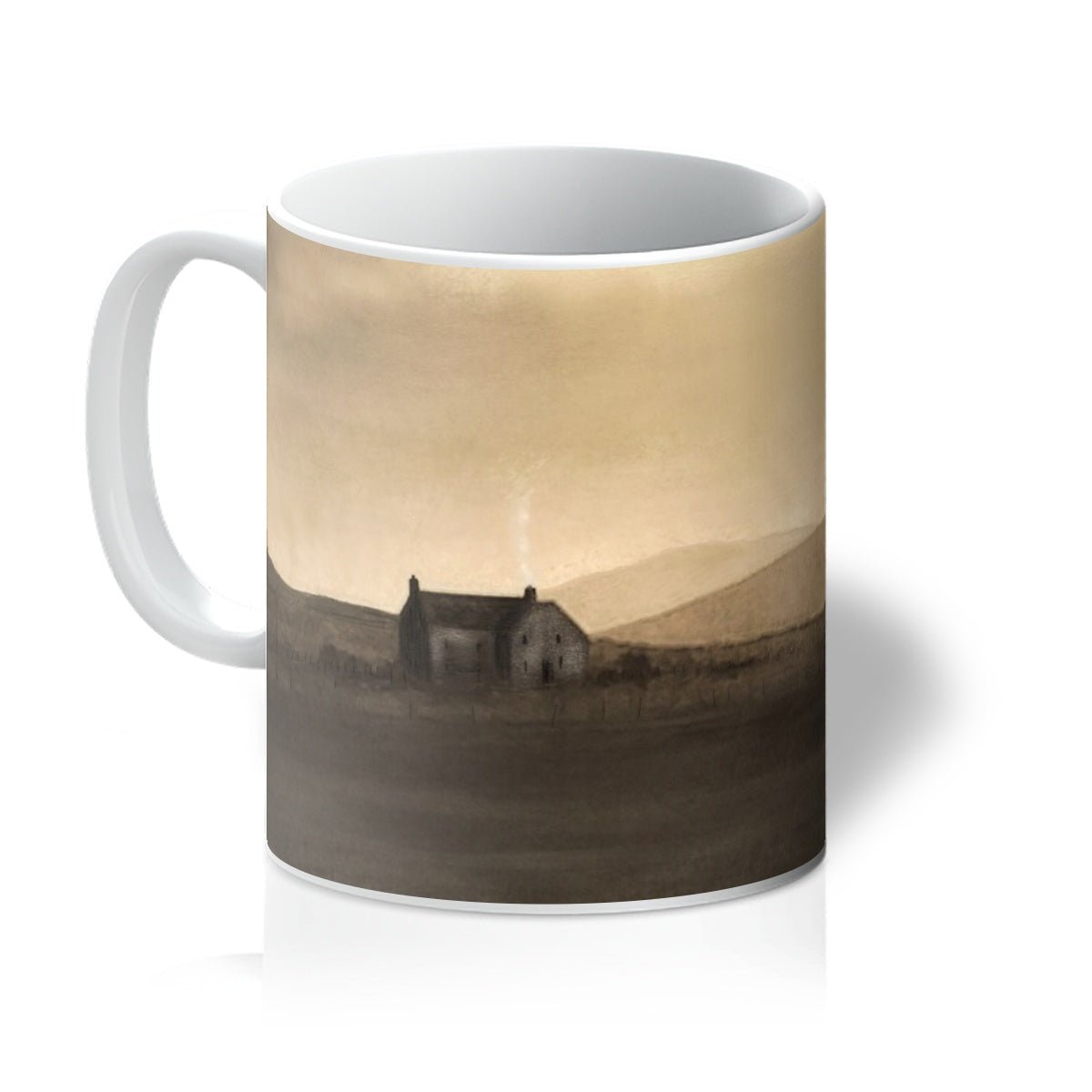A Moonlit Croft Art Gifts Mug-Mugs-Hebridean Islands Art Gallery-11oz-White-Paintings, Prints, Homeware, Art Gifts From Scotland By Scottish Artist Kevin Hunter