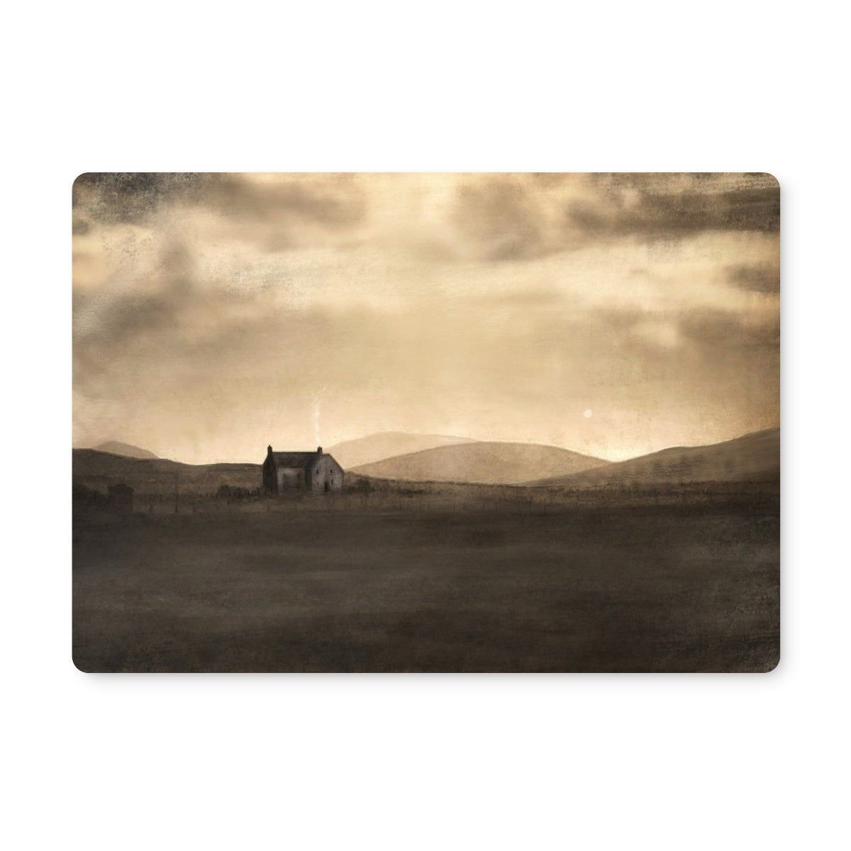 A Moonlit Croft Art Gifts Placemat-Placemats-Hebridean Islands Art Gallery-6 Placemats-Paintings, Prints, Homeware, Art Gifts From Scotland By Scottish Artist Kevin Hunter
