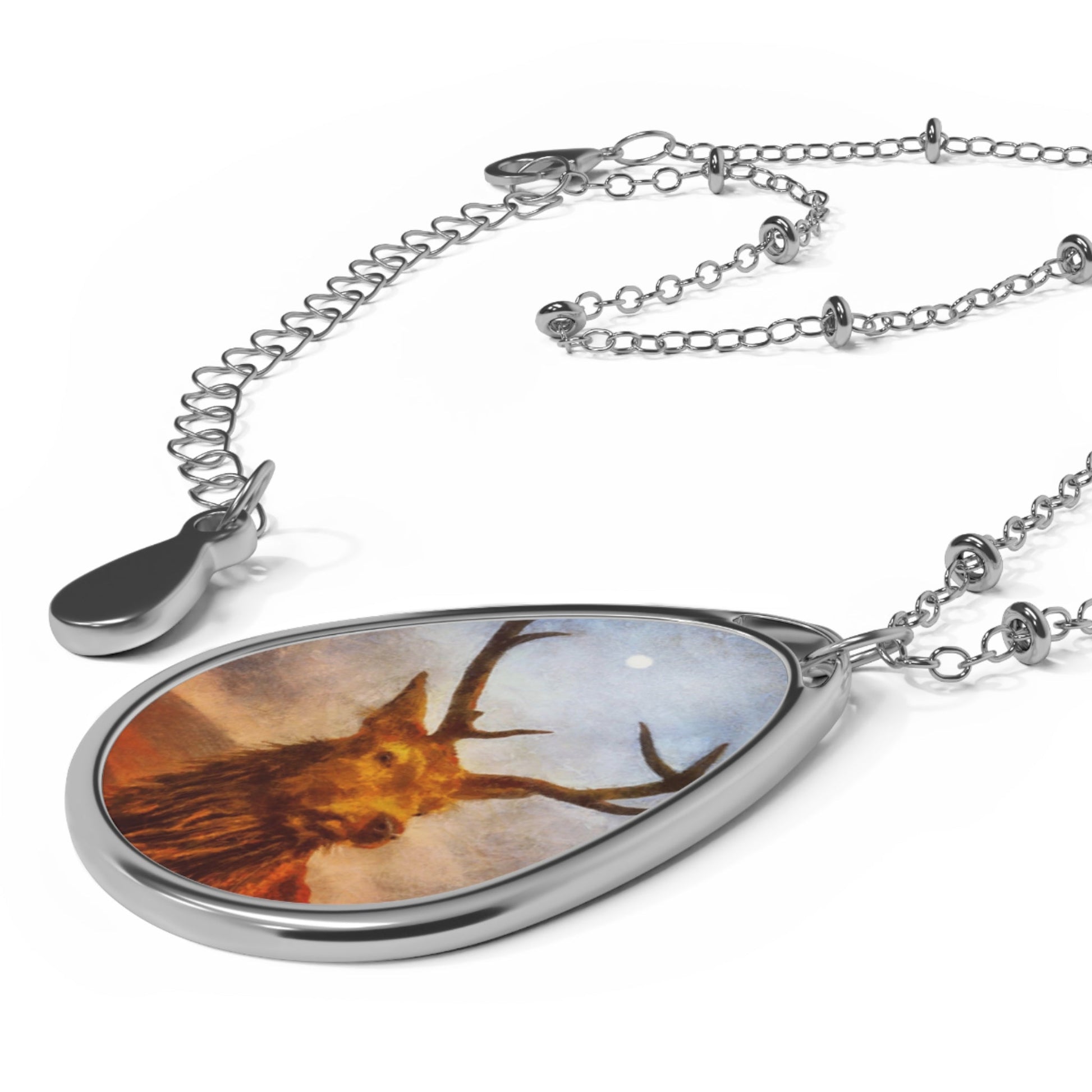 A Moonlit Highland Stag Art Necklace | Scottish Art Gifts