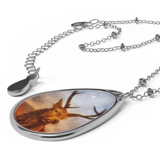 A Moonlit Highland Stag Art Necklace | Scottish Art Gifts