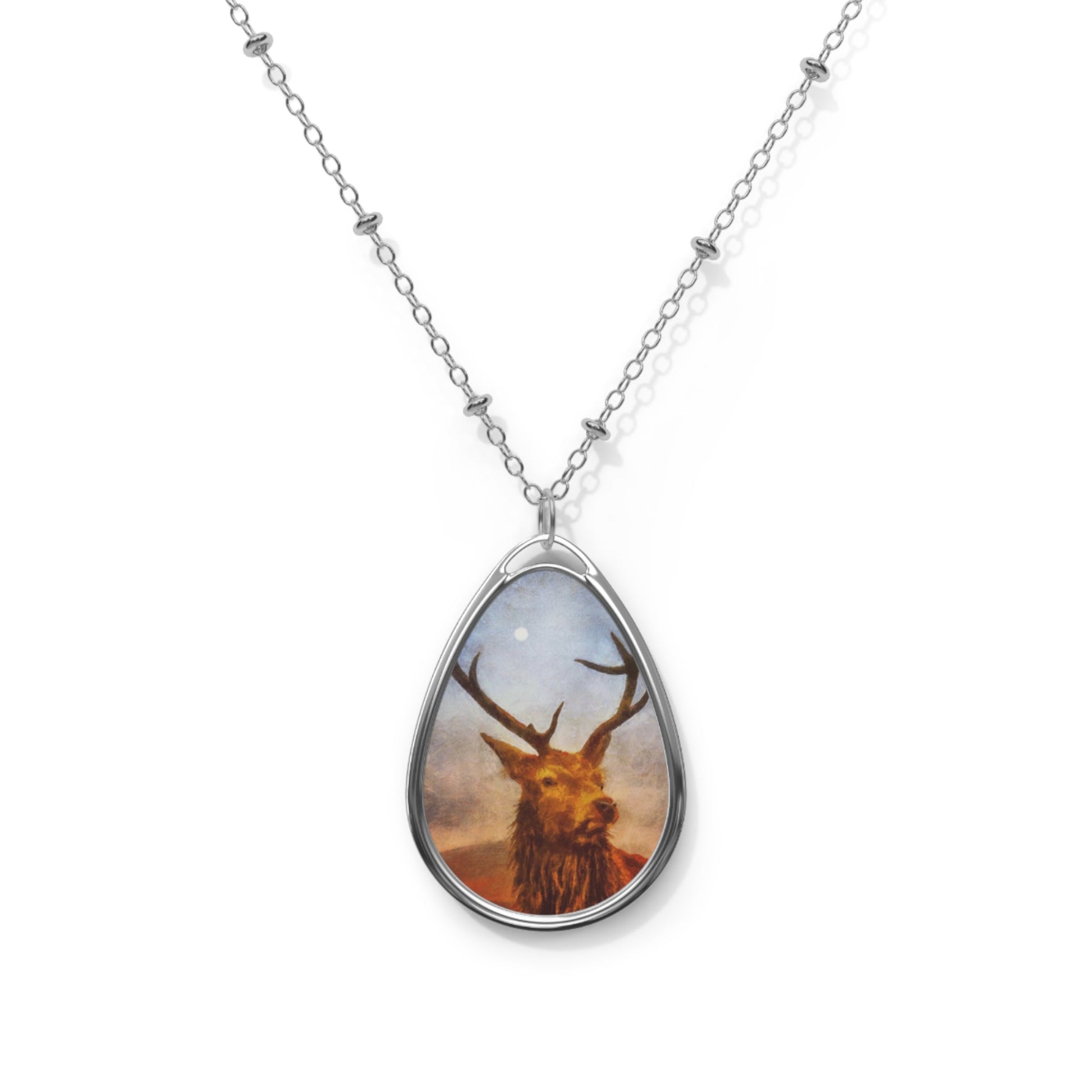 A Moonlit Highland Stag Art Necklace | Scottish Art Gifts