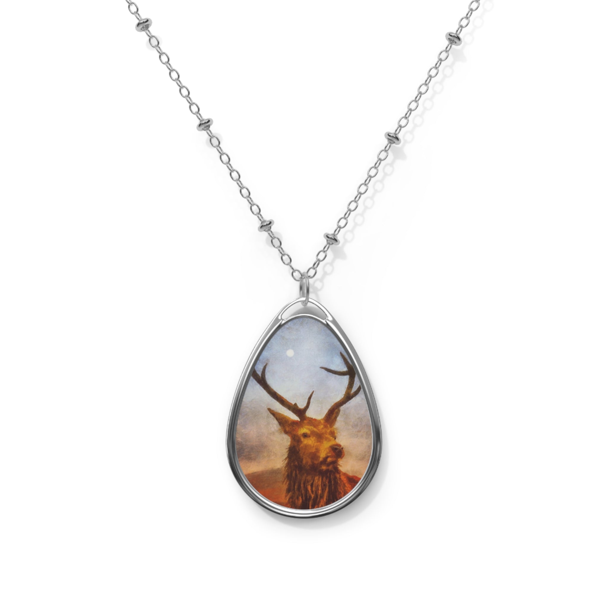 A Moonlit Highland Stag Necklace | Scottish Highlands &amp; Lowlands Art Gallery | Paintings, Prints, Homeware and Art Gifts From Scotland By Scottish Artist Kevin Hunter