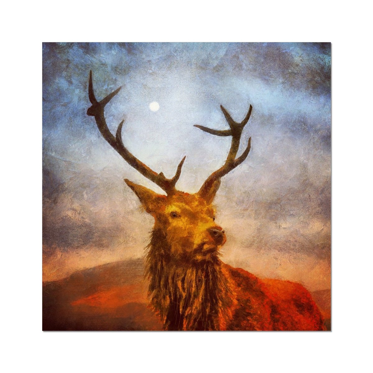 A Moonlit Highland Stag Painting | Fine Art Prints From Scotland