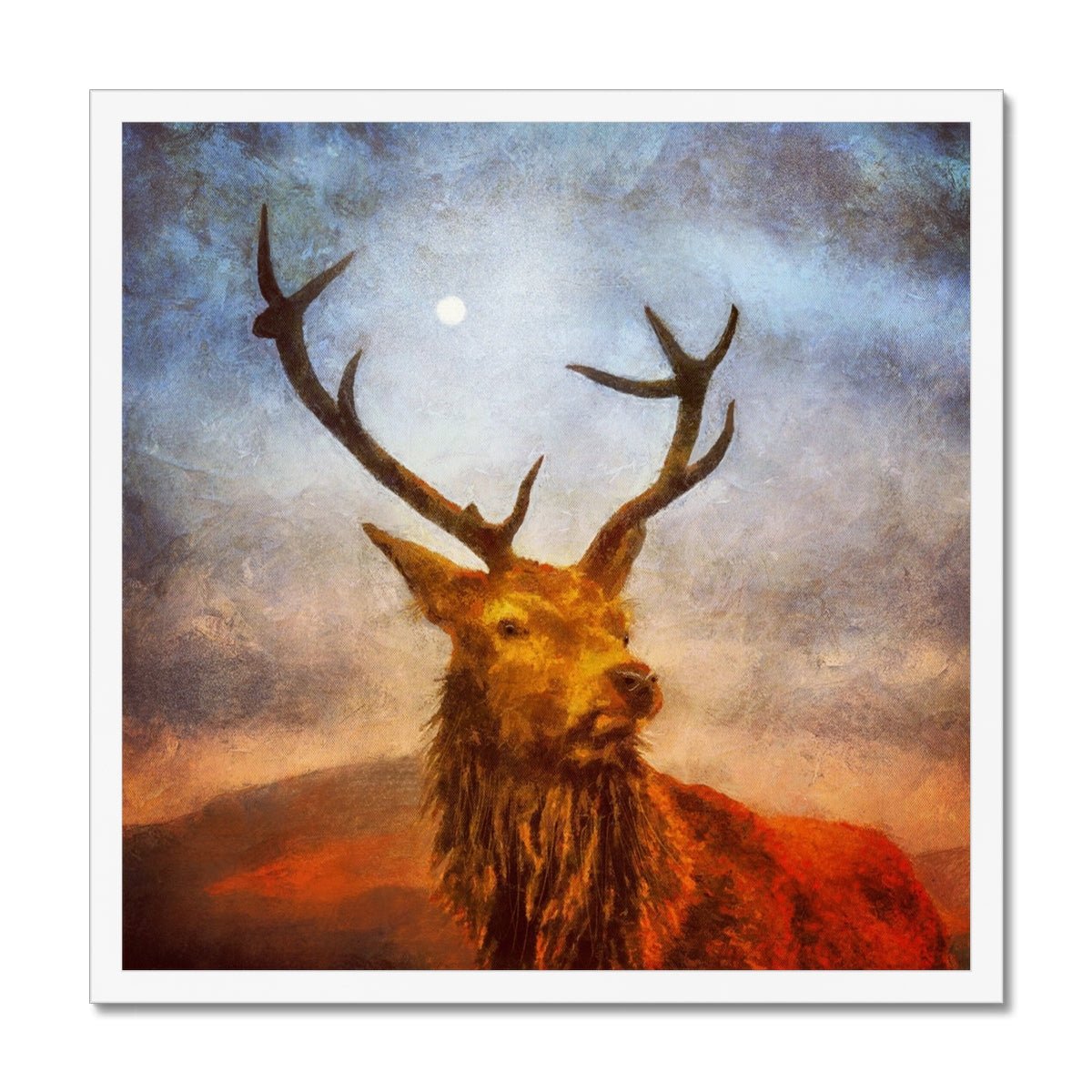 A Moonlit Highland Stag Painting | Framed Prints From Scotland