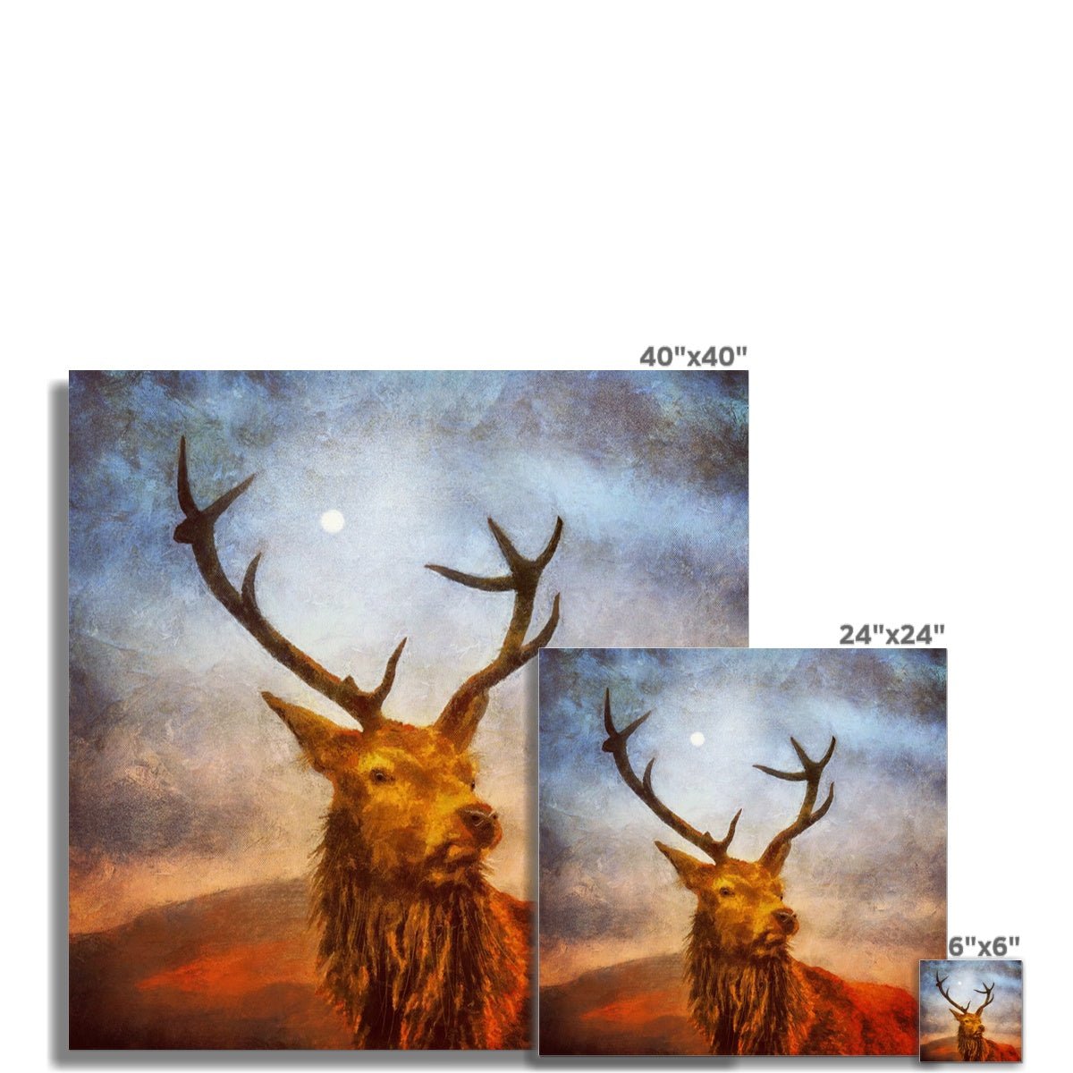 A Moonlit Highland Stag Painting Scotland | Signed Scottish Fine Art Prints