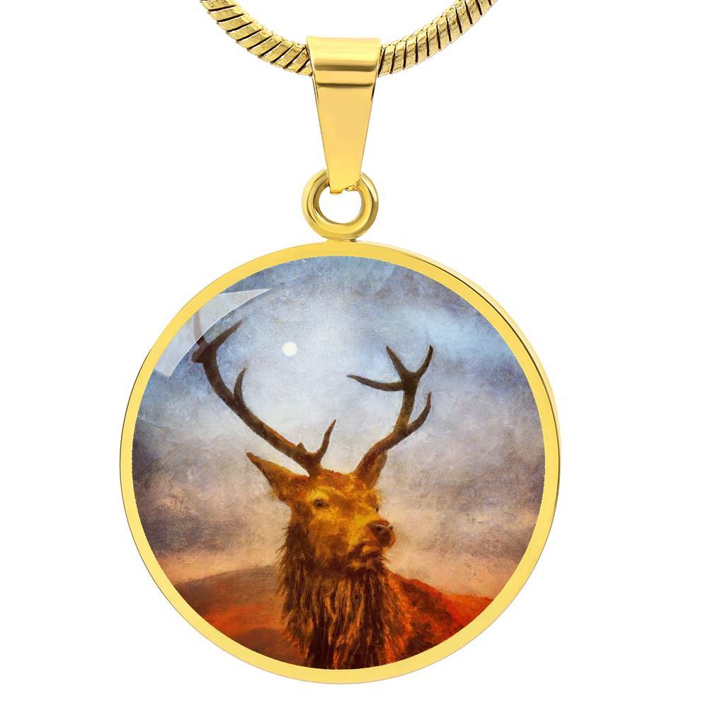 A Moonlit Highland Stag | Scottish Art Jewelry | Luxury Designer Necklace