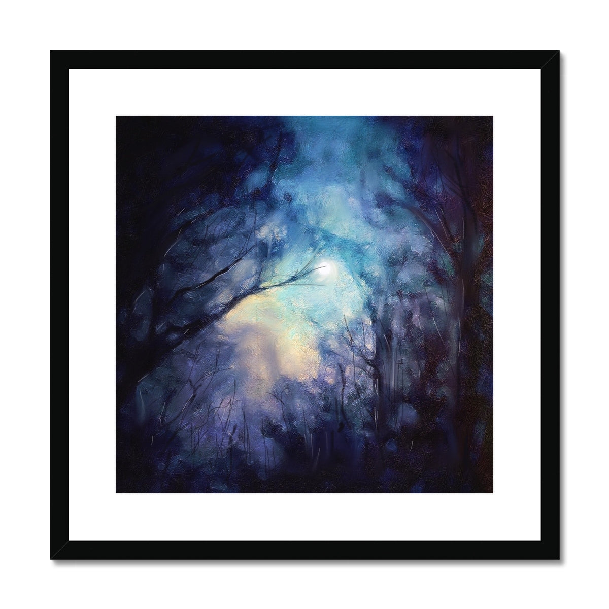 A Moonlit Highland Wood Painting | Framed & Mounted Prints From Scotland