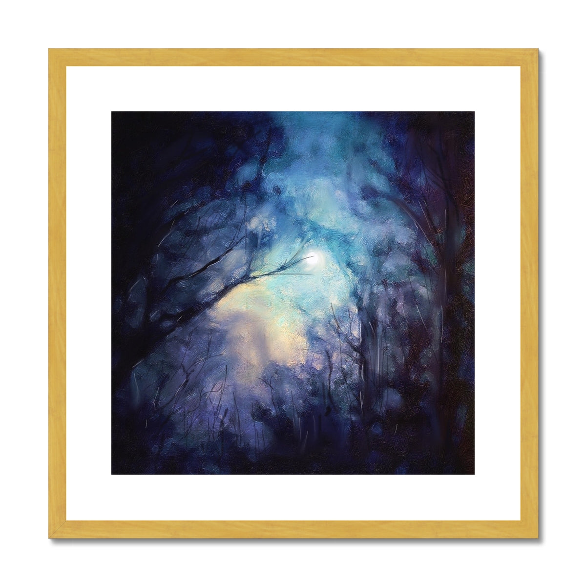 A Moonlit Highland Wood Painting | Antique Framed & Mounted Prints From Scotland