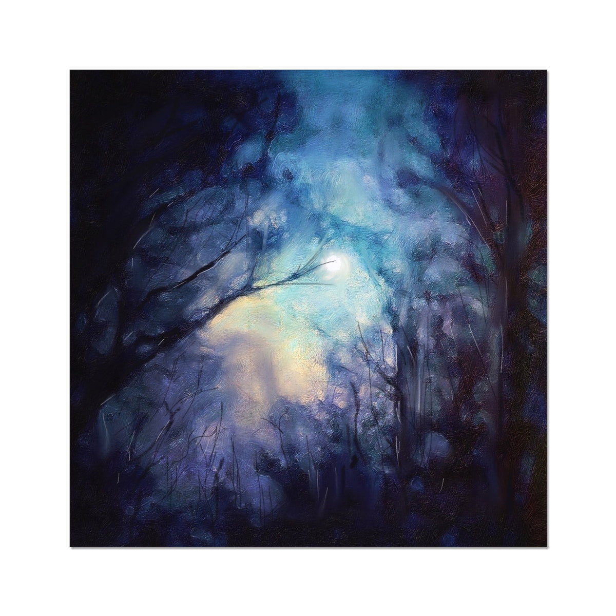 A Moonlit Highland Wood Painting | Artist Proof Collector Prints From Scotland