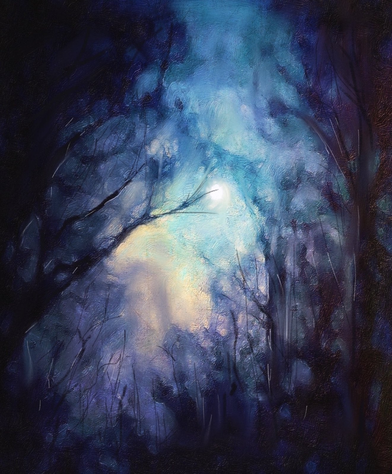 A Moonlit Highland Wood