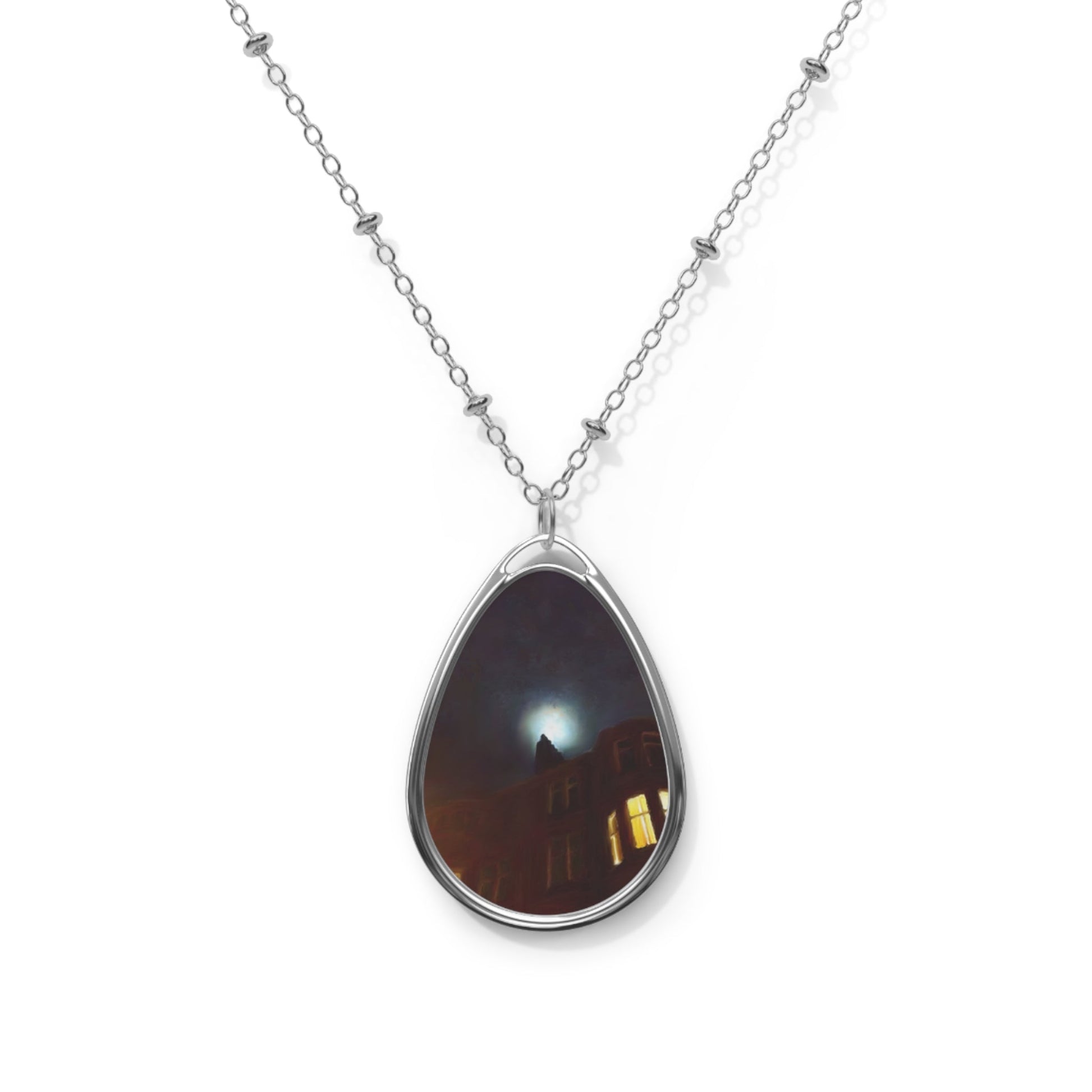 A Moonlit Tenement Art Necklace | Scottish Art Gifts