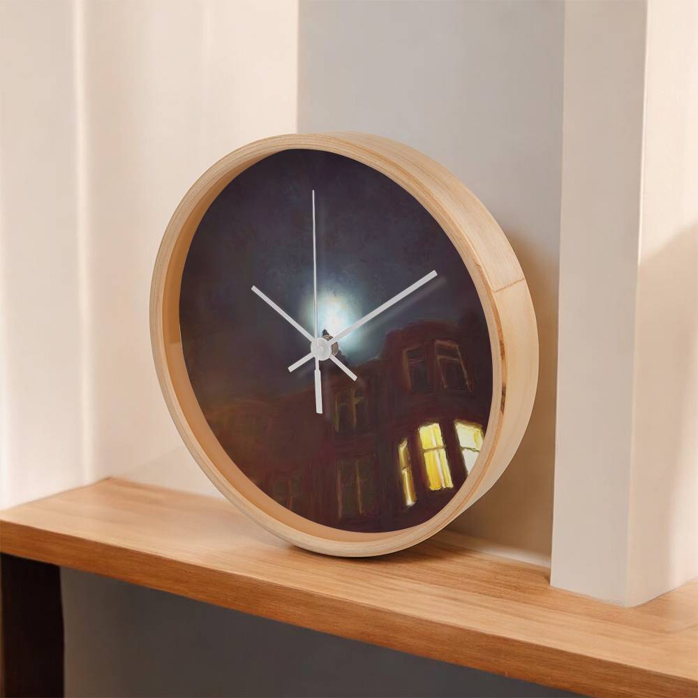 A Moonlit Tenement | Wall Art Clock | Scotland