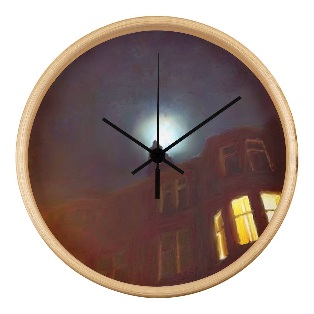 A Moonlit Tenement | Wall Art Clock | Scotland