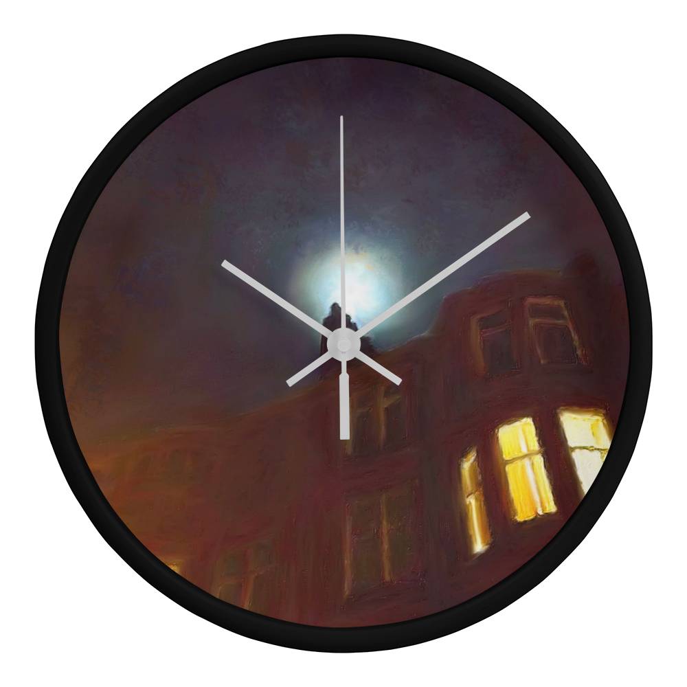 A Moonlit Tenement | Wall Art Clock | Scotland