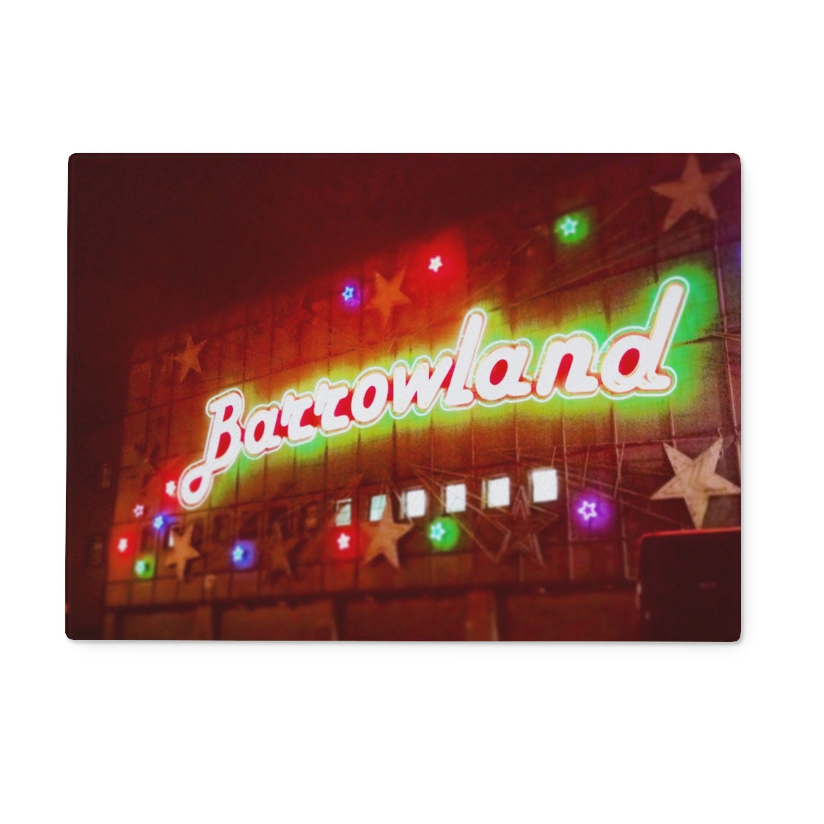 A Neon Glasgow Barrowlands Art Gifts Glass Chopping Board