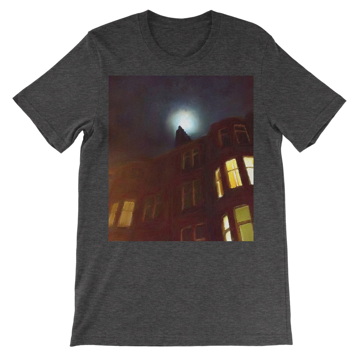 A Moonlit Tenement Unisex Short Sleeve T-Shirt | Scottish Art Gifts