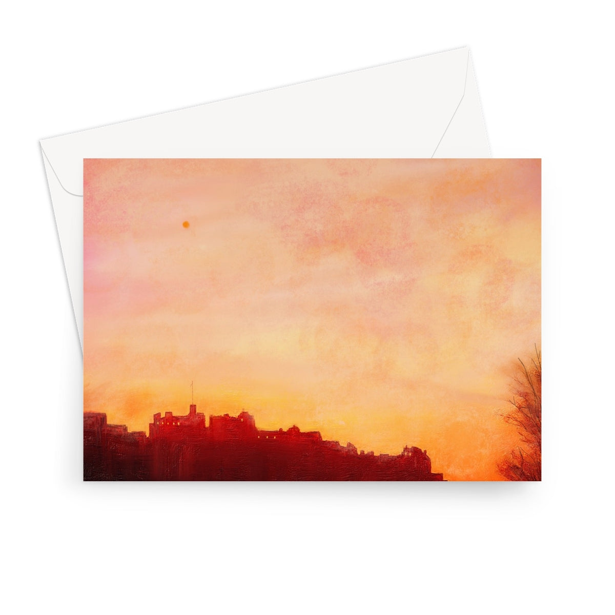 Edinburgh Castle Sunset Greeting Card | Scottish Art Gifts