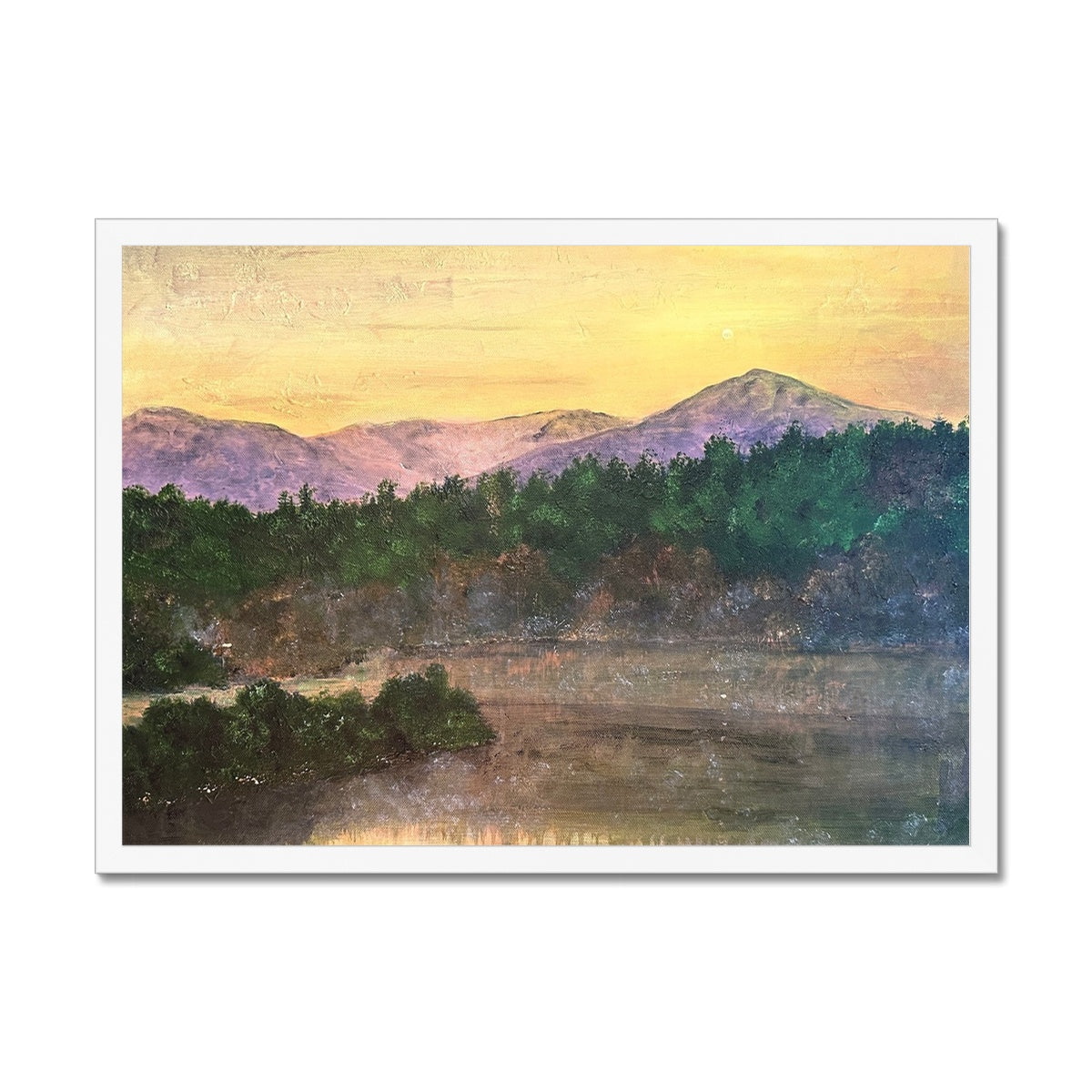 Ben Tee Invergarry Painting | Framed Prints From Scotland-Framed Prints-Scottish Lochs & Mountains Art Gallery-A2 Landscape-White Frame-Paintings, Prints, Homeware, Art Gifts From Scotland By Scottish Artist Kevin Hunter