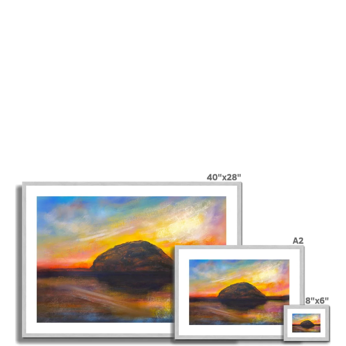 Ailsa Craig Dusk Antique Framed & Mounted Print - Arran Art Gallery Scotland Worldwide Shipping Paintings | Prints | Gifts from by Scottish