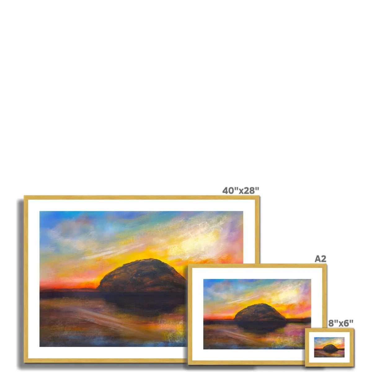 Ailsa Craig Dusk Antique Framed & Mounted Print - Arran Art Gallery Scotland Worldwide Shipping Paintings | Prints | Gifts from by Scottish