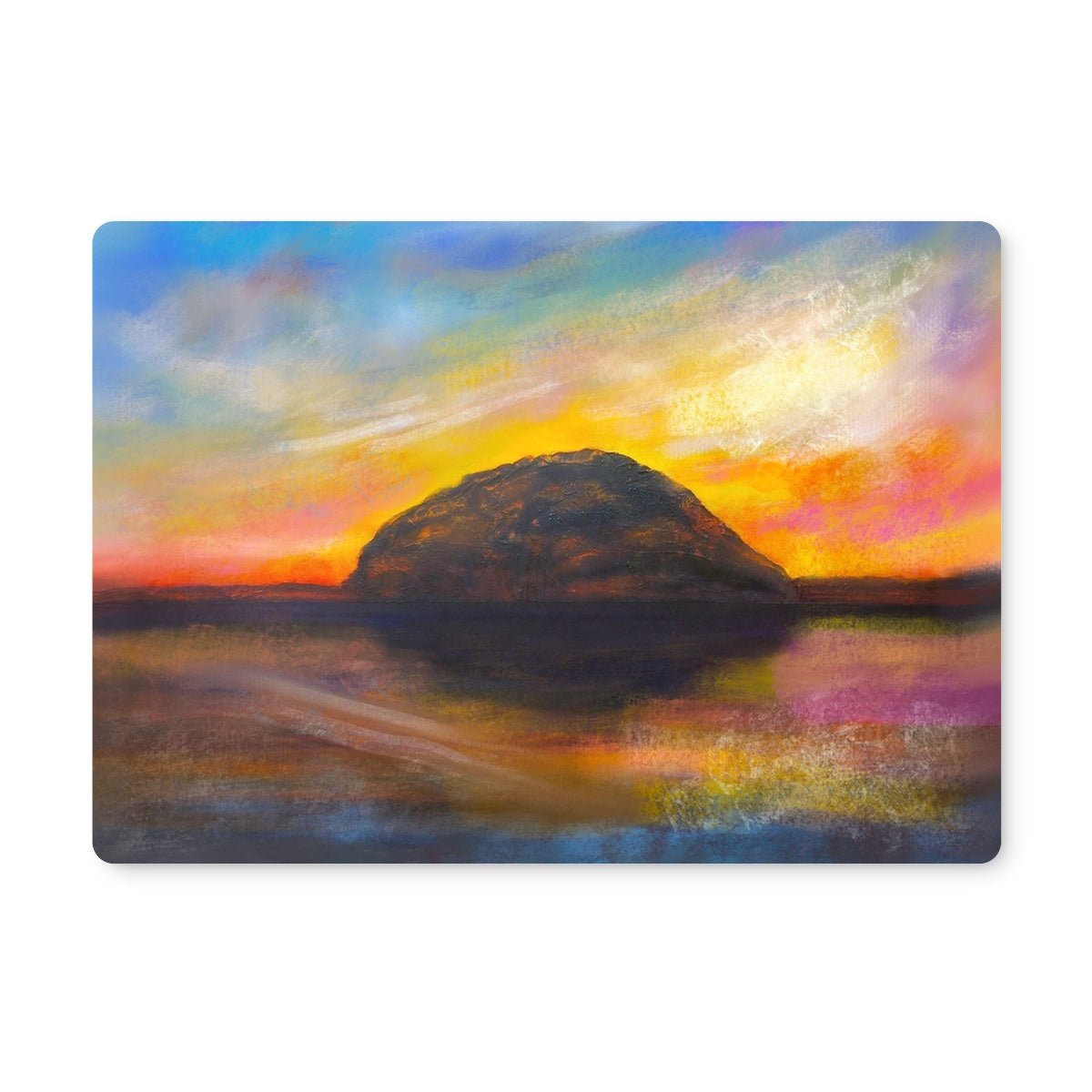 Ailsa Craig Dusk Arran Art Gifts Placemat-Placemats-Arran Art Gallery-4 Placemats-Paintings, Prints, Homeware, Art Gifts From Scotland By Scottish Artist Kevin Hunter