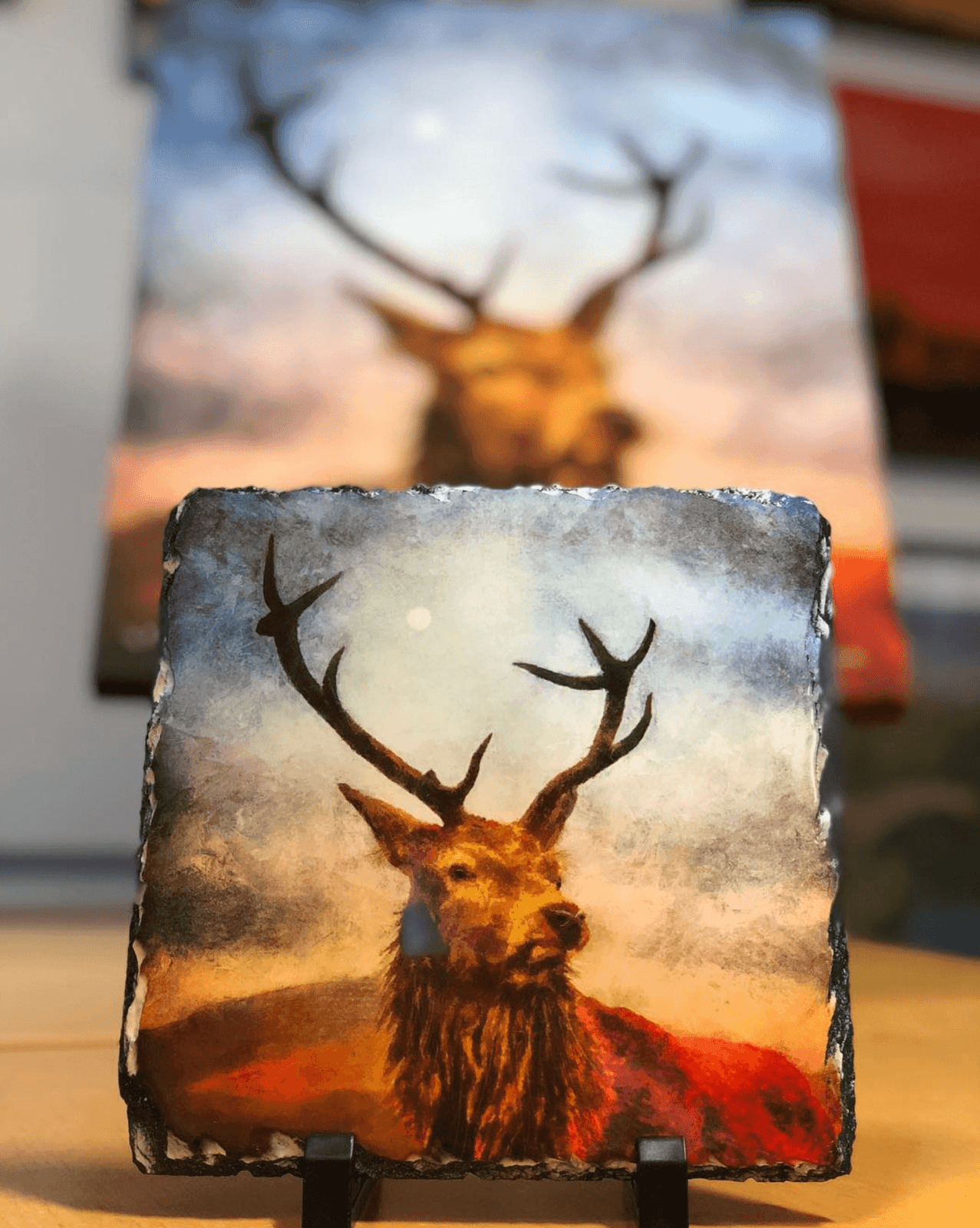 Ailsa Craig Dusk Arran Slate Art-Slate Art-Arran Art Gallery-Paintings, Prints, Homeware, Art Gifts From Scotland By Scottish Artist Kevin Hunter