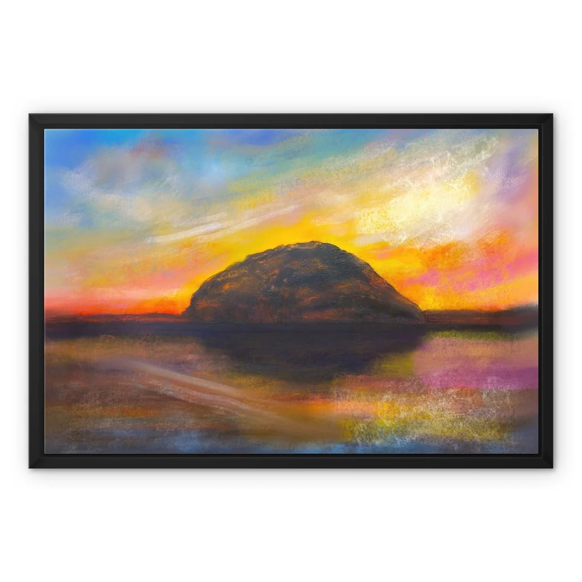 Ailsa Craig Dusk Framed Canvas - Arran Art Gallery Scotland Worldwide Shipping Scottish Landscape by Artist Hunter Featuring Paintings