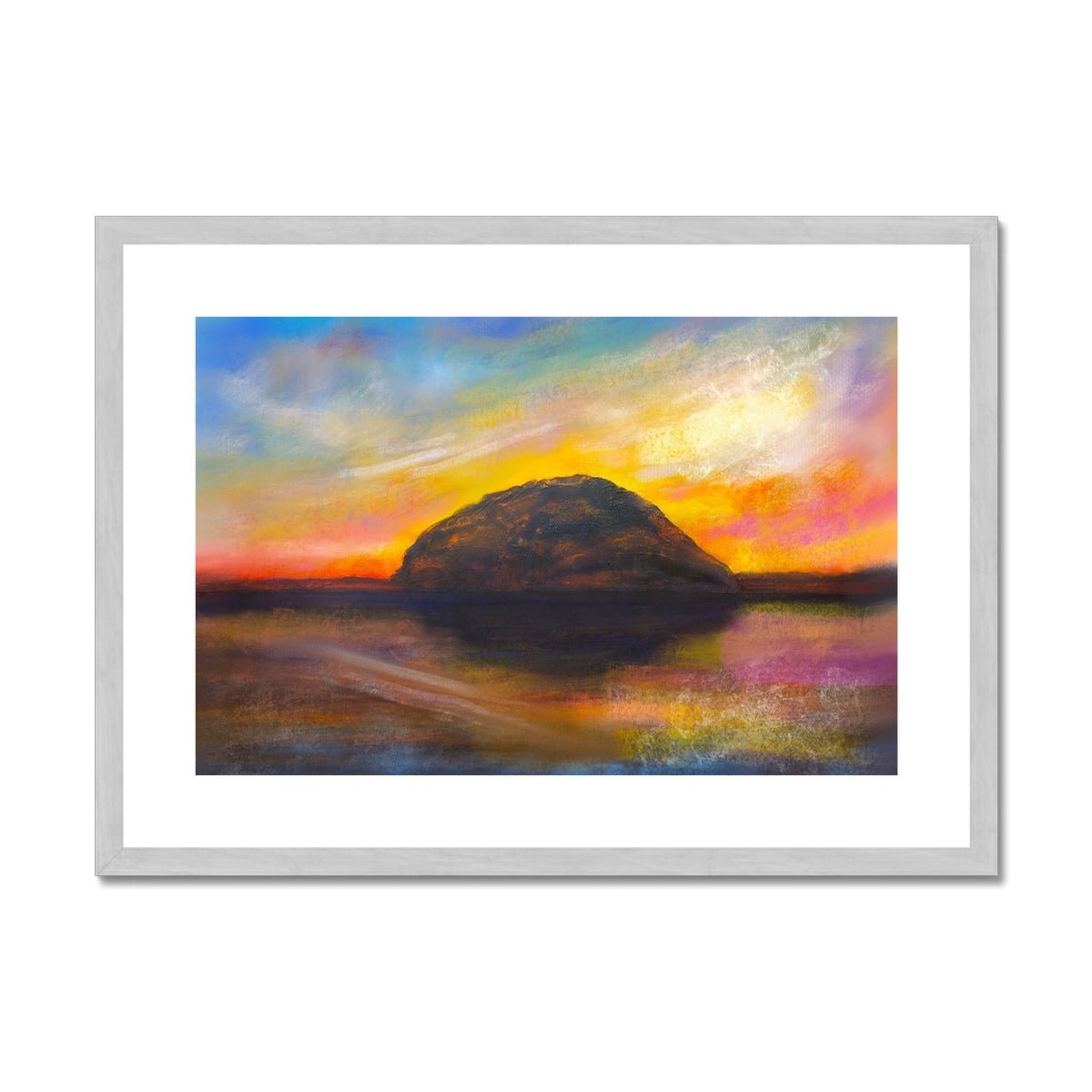 Ailsa Craig Dusk Painting | Antique Framed & Mounted Prints From Scotland