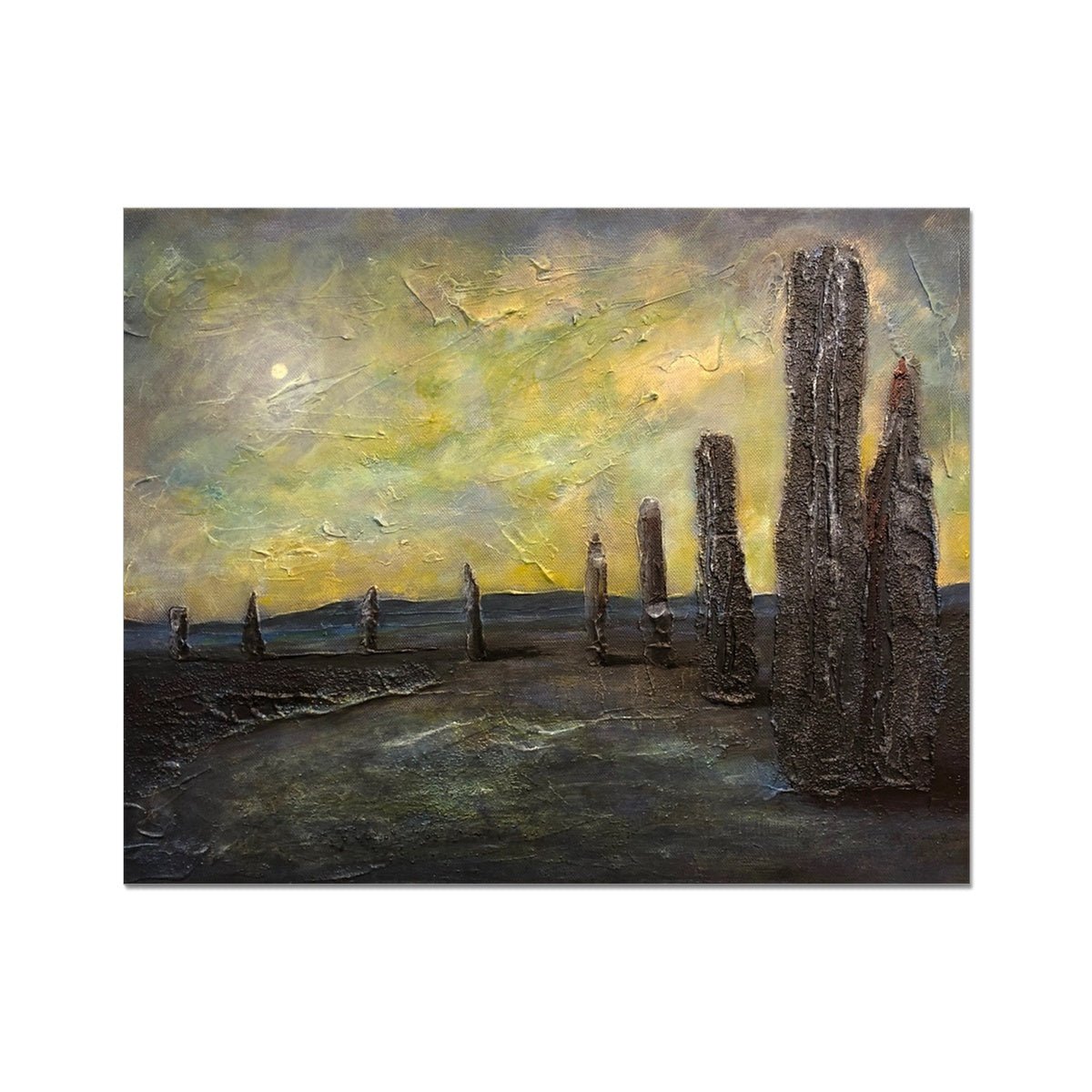 An Ethereal Ring Of Brodgar Orkney Painting | Artist Proof Collector Prints From Scotland-Artist Proof Collector Prints-Orkney Art Gallery-20"x16"-Paintings, Prints, Homeware, Art Gifts From Scotland By Scottish Artist Kevin Hunter