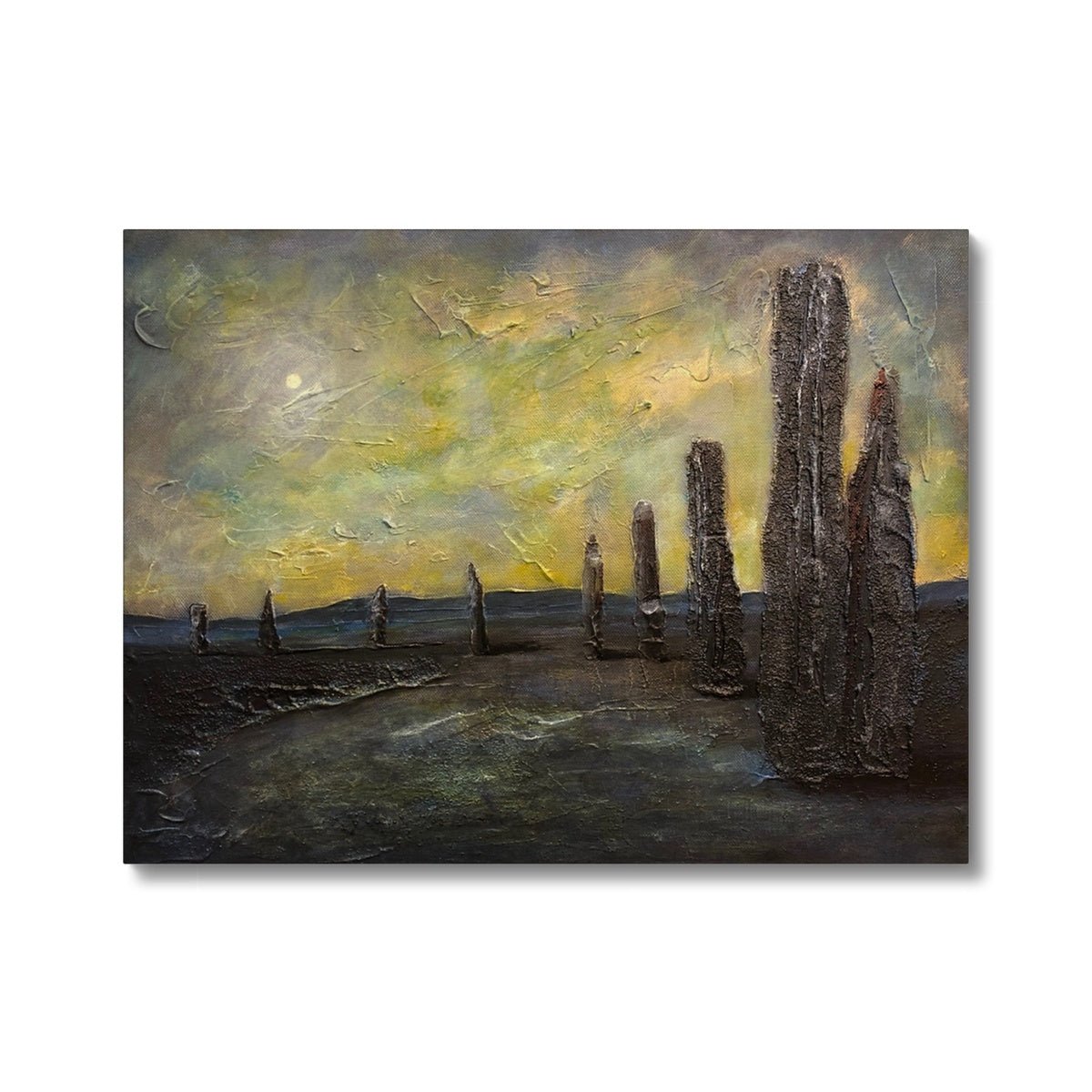 An Ethereal Ring Of Brodgar Orkney Painting | Canvas From Scotland-Contemporary Stretched Canvas Prints-Orkney Art Gallery-24"x18"-Paintings, Prints, Homeware, Art Gifts From Scotland By Scottish Artist Kevin Hunter