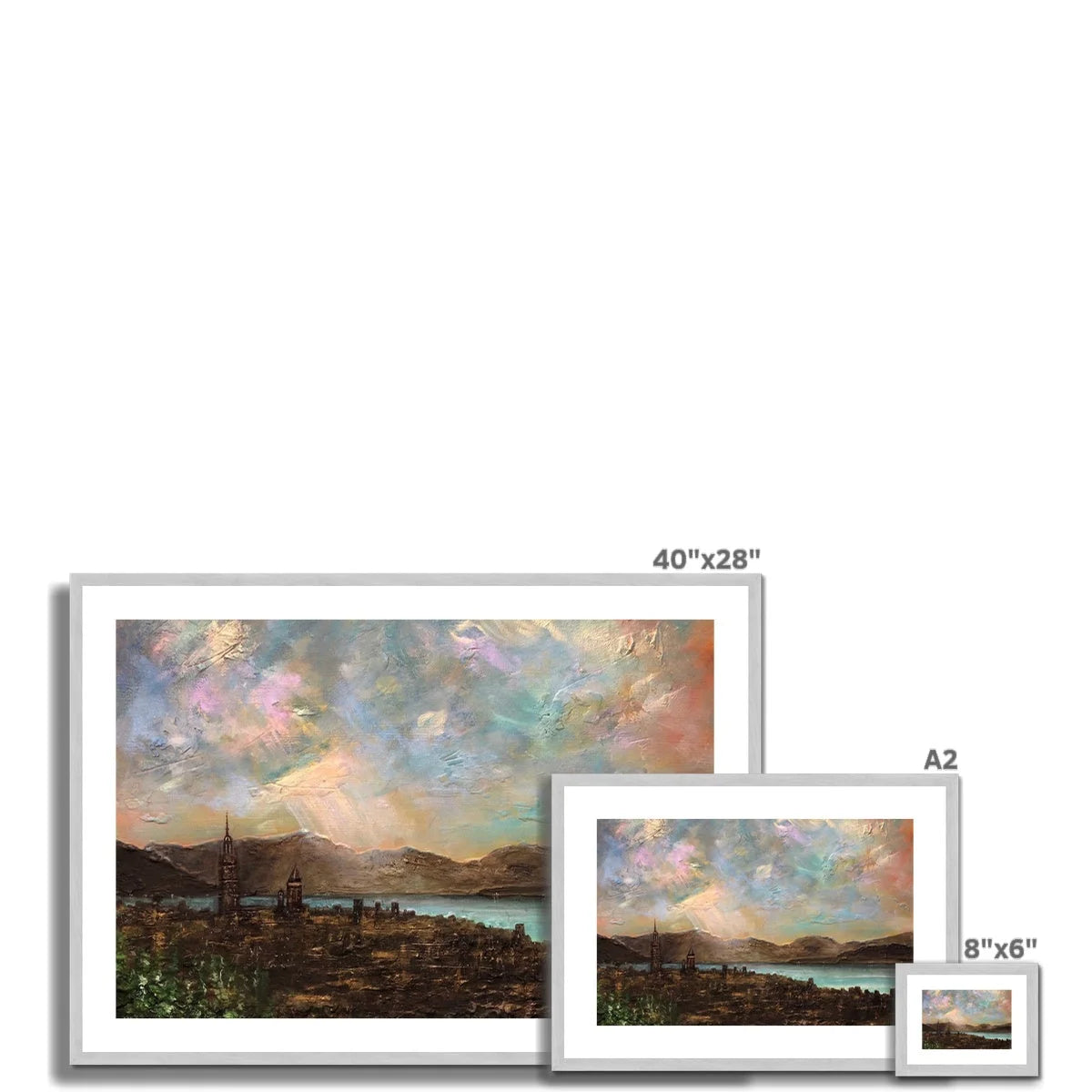 Angels Fingers Over Greenock Antique Framed & Mounted Print - River Clyde Art Gallery Scotland Worldwide Shipping Scottish Artist Fine