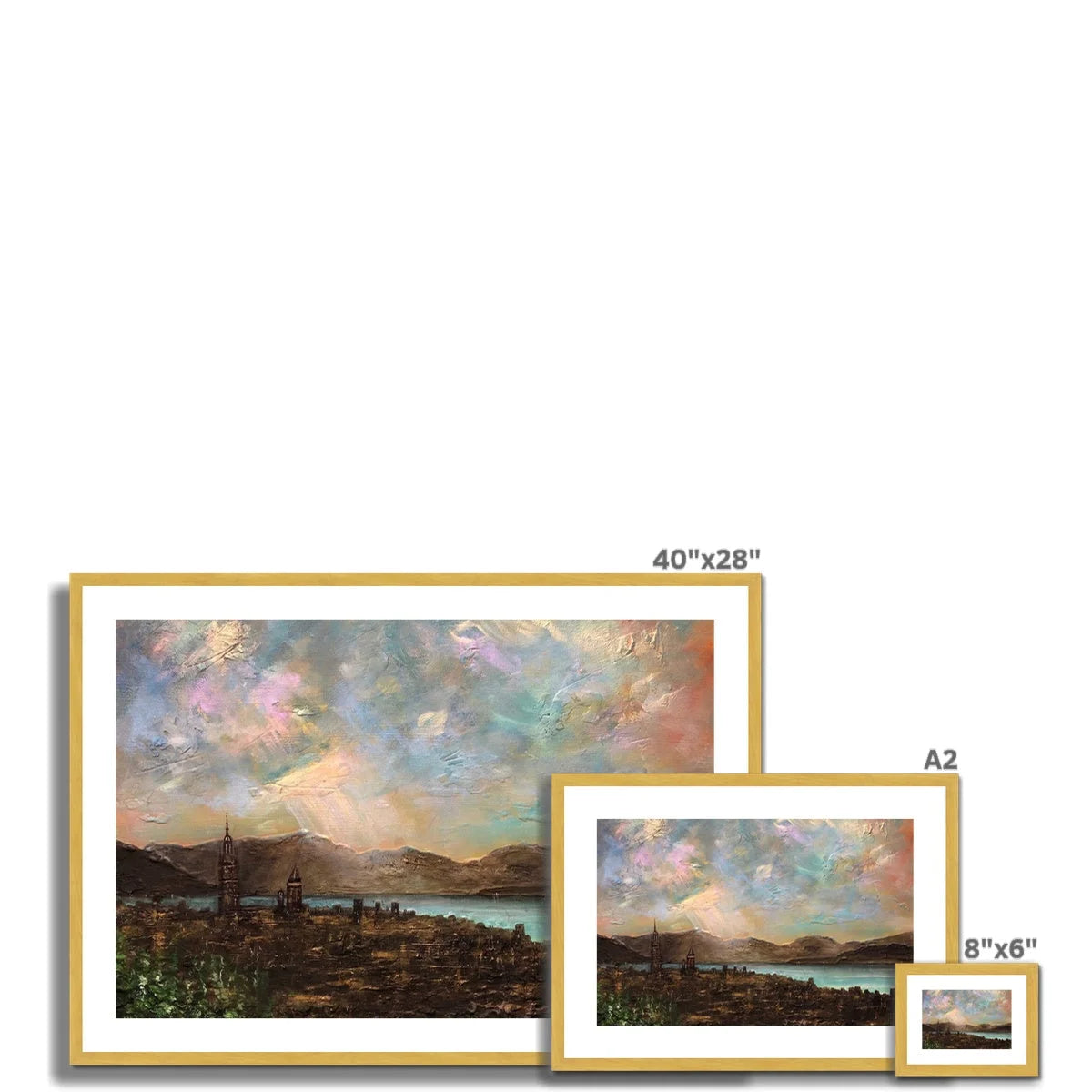 Angels Fingers Over Greenock Antique Framed & Mounted Print - River Clyde Art Gallery Scotland Worldwide Shipping Scottish Artist Fine