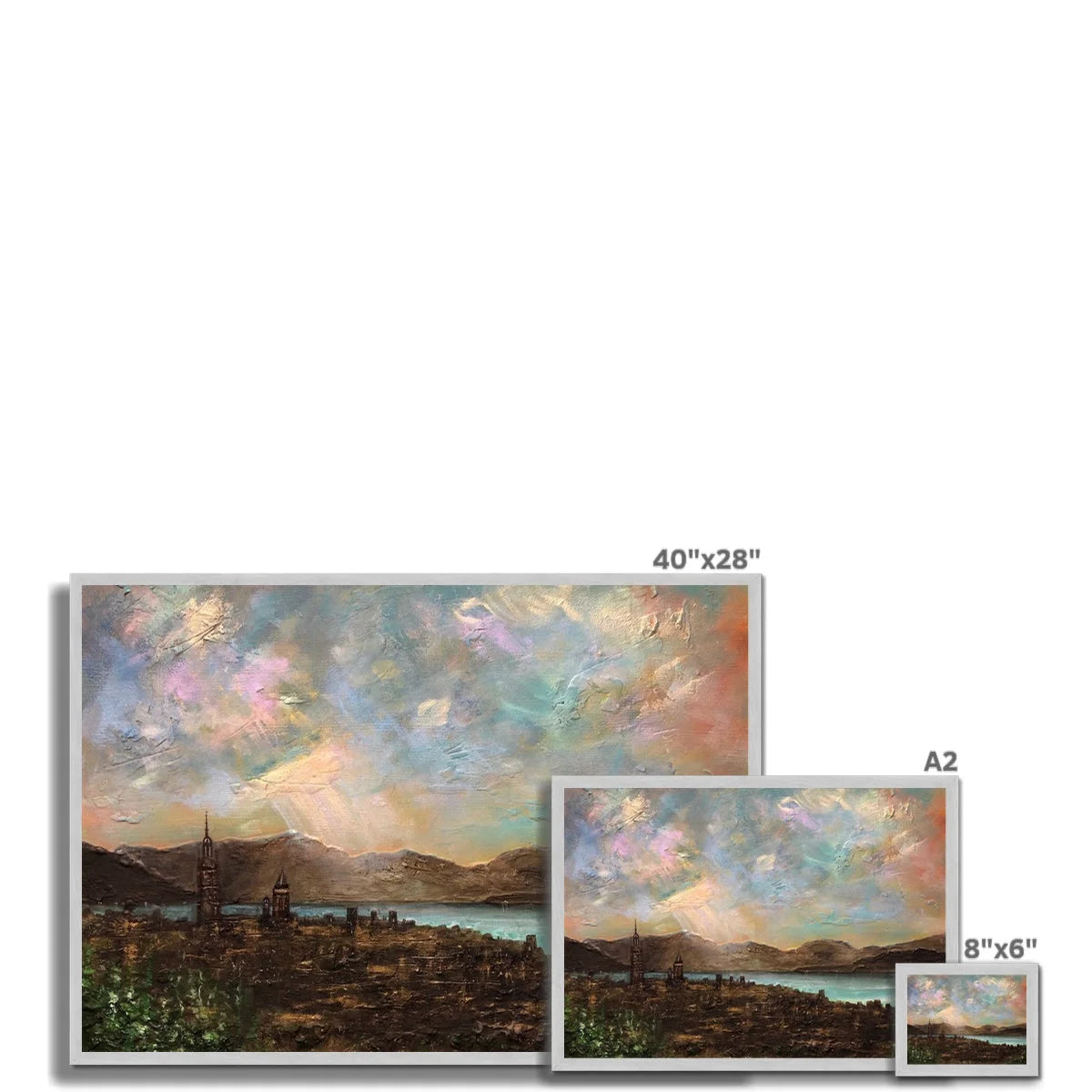 Angels Fingers Over Greenock Antique Framed Print - River Clyde Art Gallery Scotland Worldwide Shipping Scottish Artist Fine Prints
