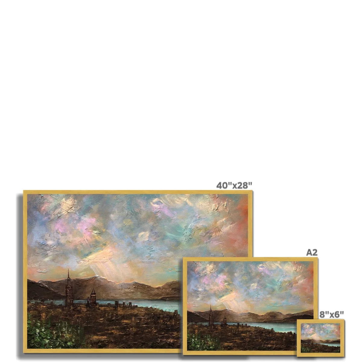 Angels Fingers Over Greenock Antique Framed Print - River Clyde Art Gallery Scotland Worldwide Shipping Scottish Artist Fine Prints