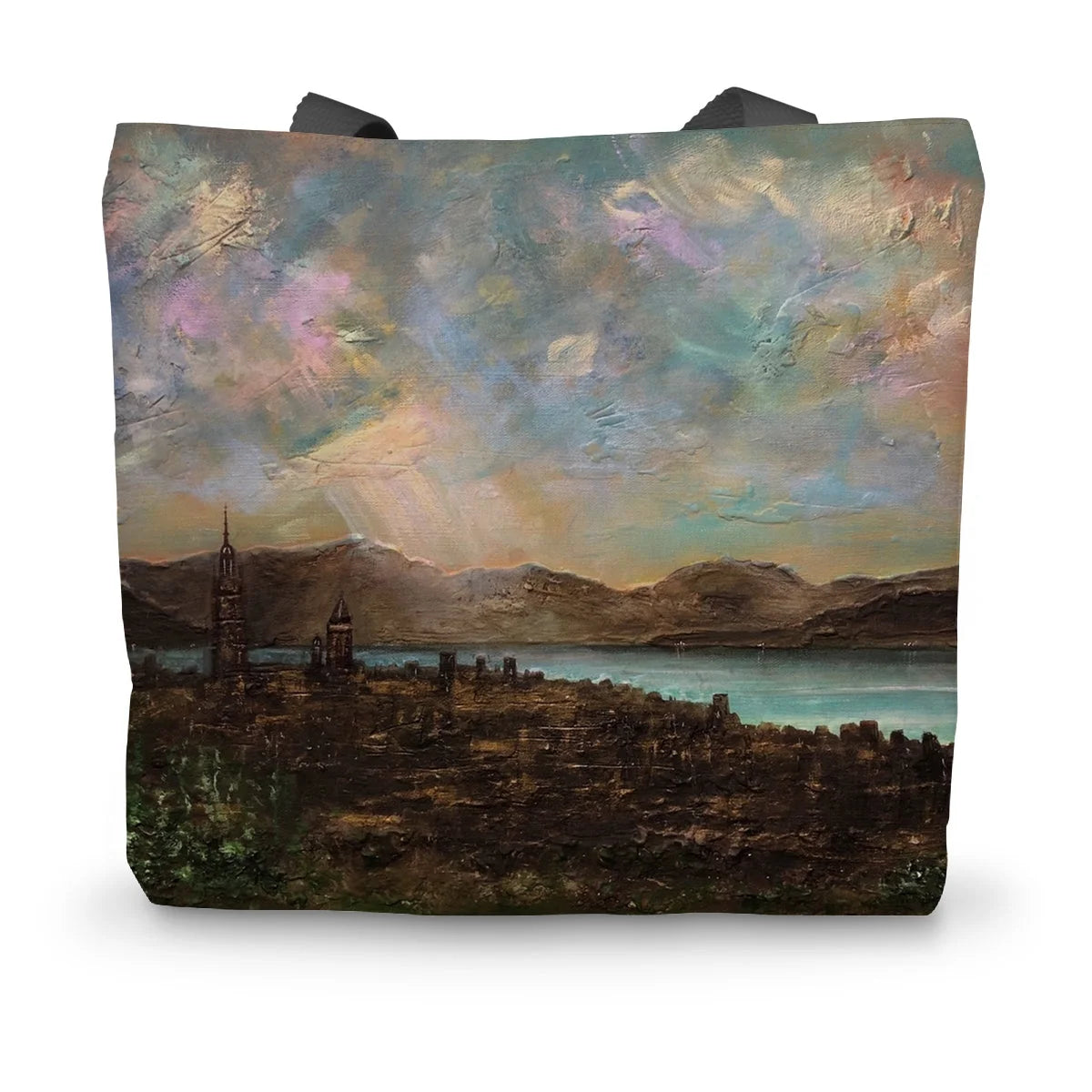 Angels Fingers Over Greenock Canvas Tote Bag - River Clyde Art Gallery Scotland Worldwide Shipping Scottish Prints