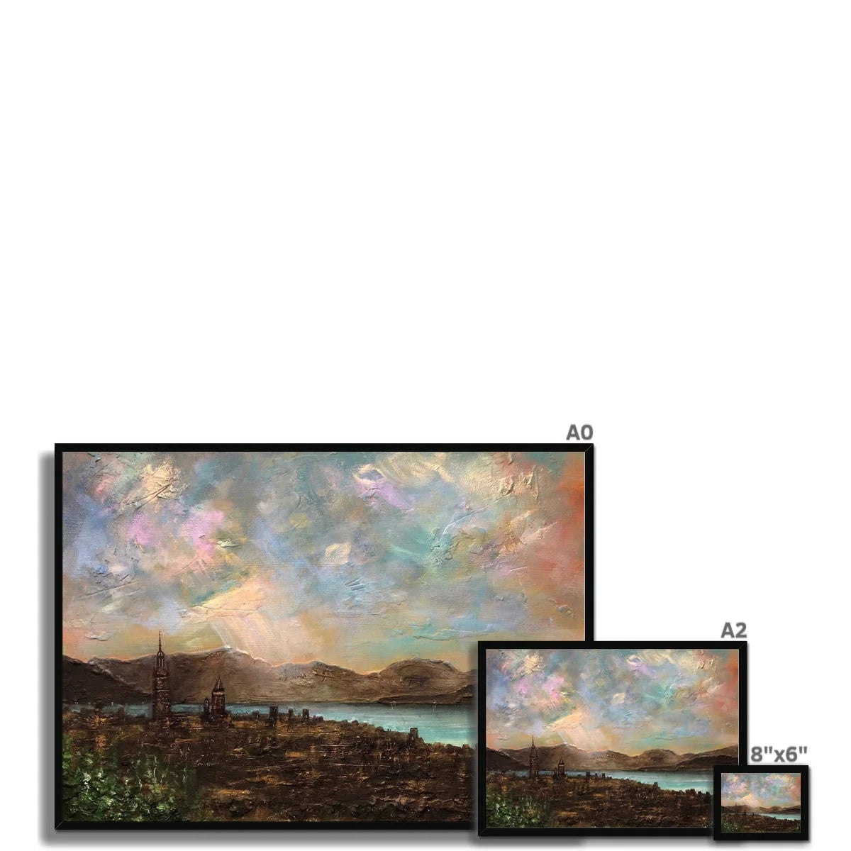 Angels Fingers Over Greenock Framed Print - River Clyde Art Gallery Scotland Worldwide Shipping Scottish Artist Fine Prints and Paintings